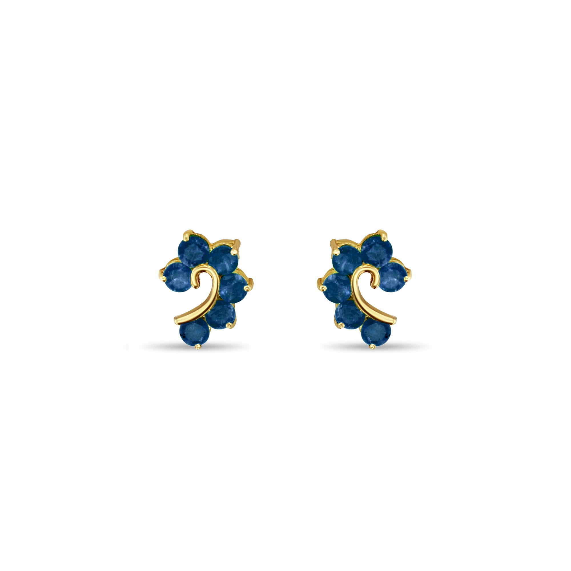 Question Shaped Sapphire Studs 14k Yellow Gold