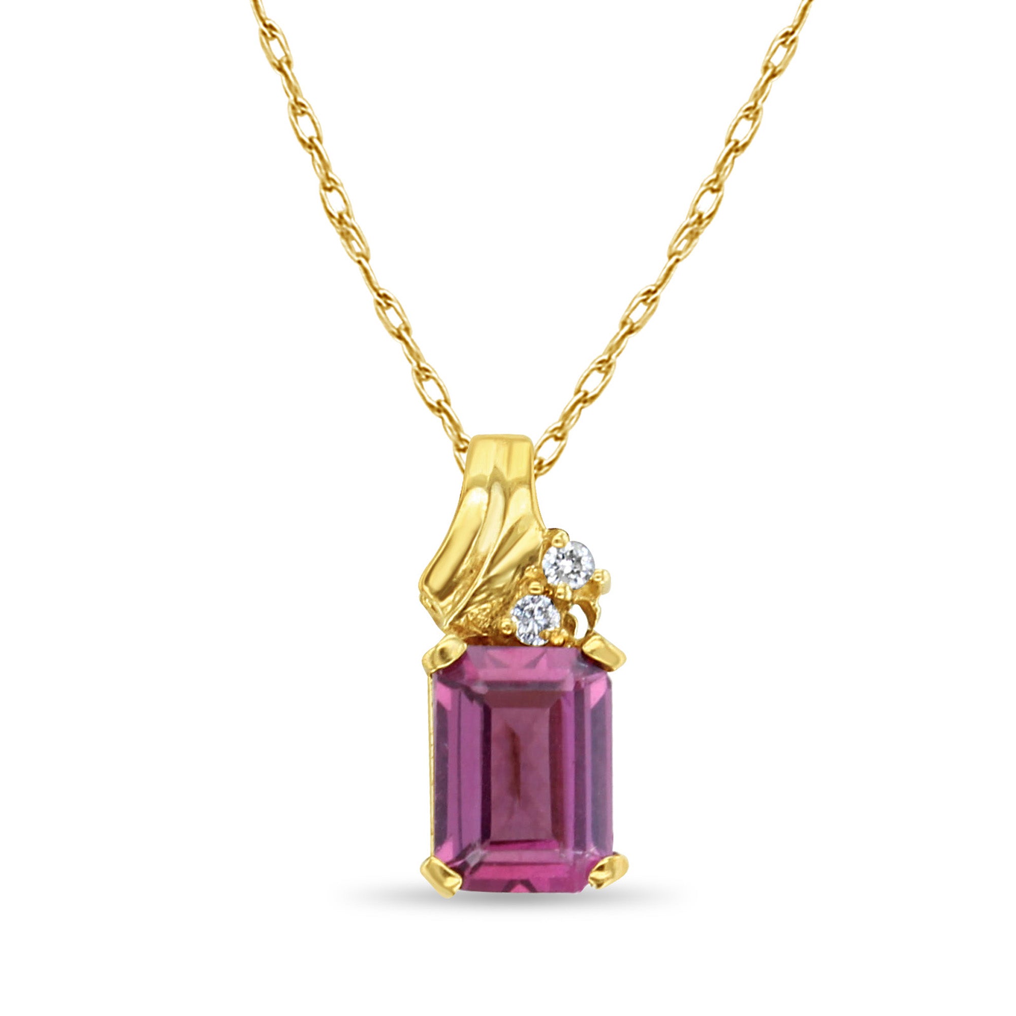 Collier solitaire en rhodolite en or jaune 14 carats