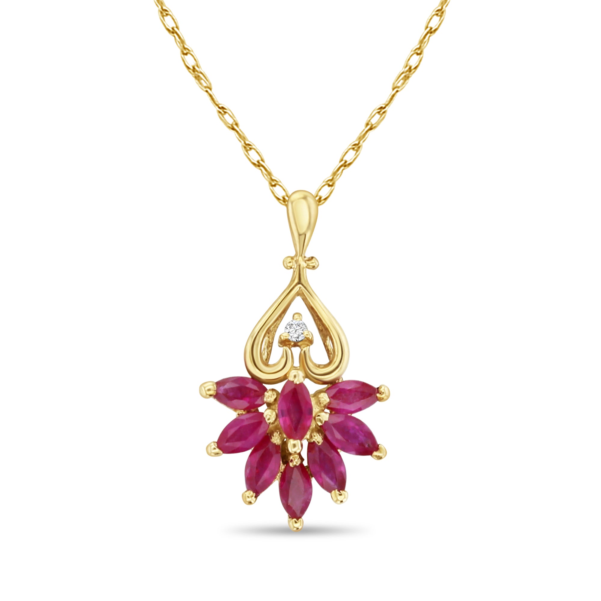 Dragonfly Shaped Ruby Necklace with Diamond Accent