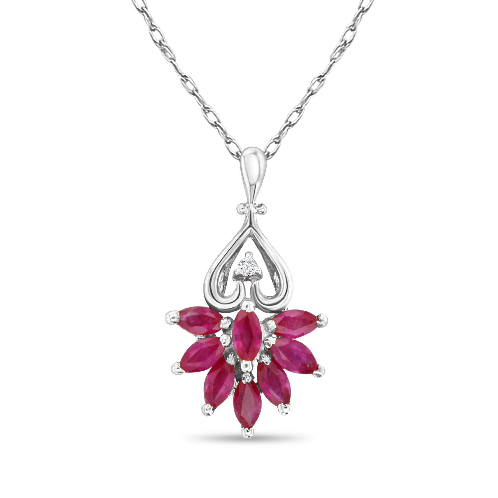 Dragonfly Shaped Ruby Necklace with Diamond Accent