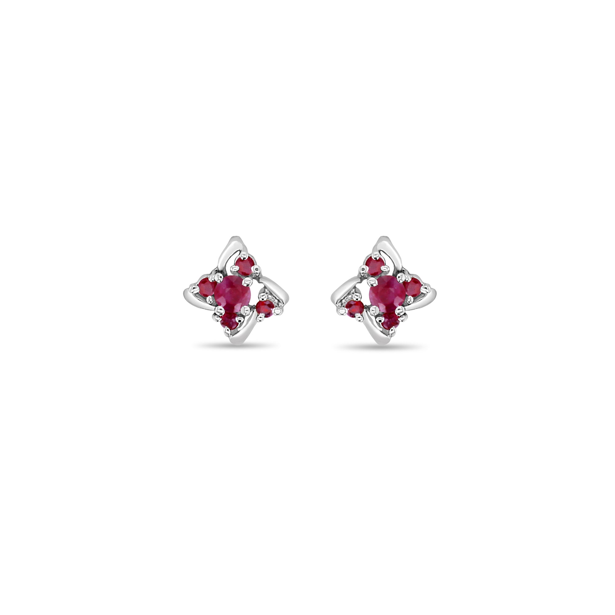 Ruby Marquise Cluster Earrings 14k Gold