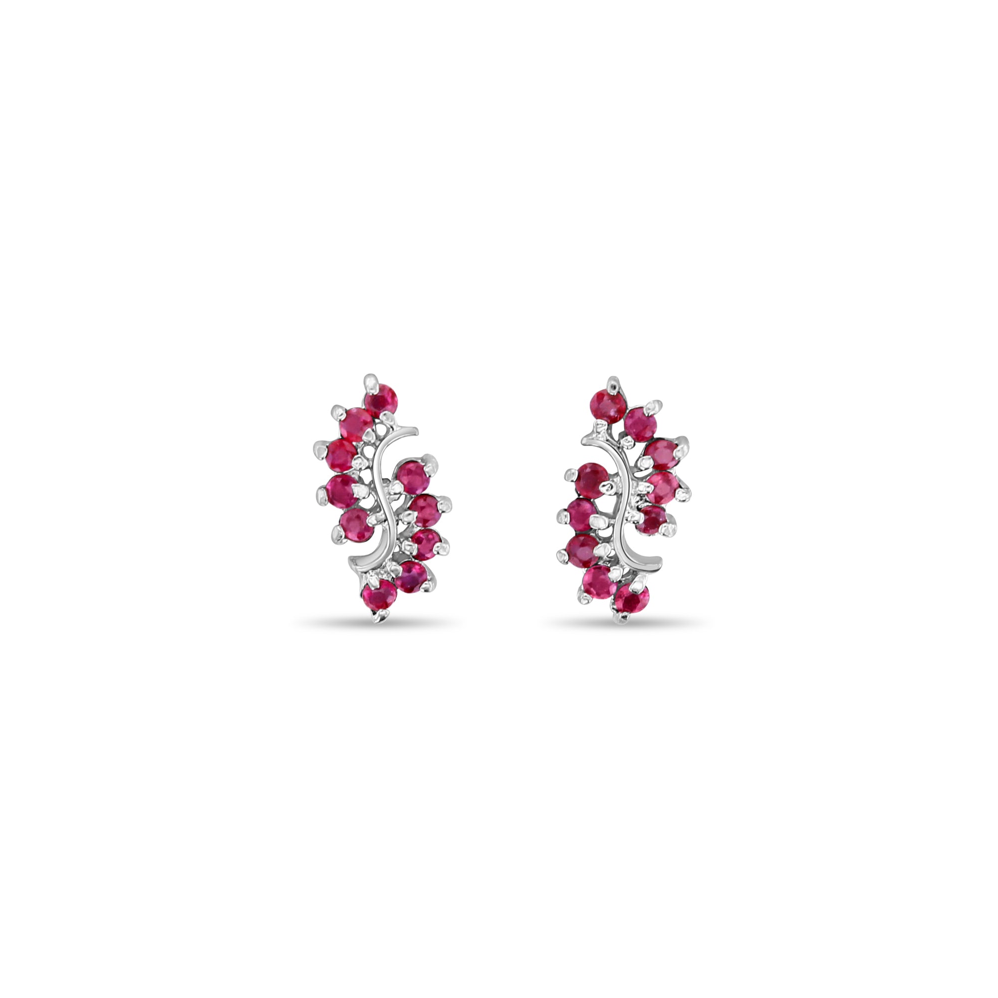 Swirly Ruby Earrings with 14k White Gold setting&nbsp;