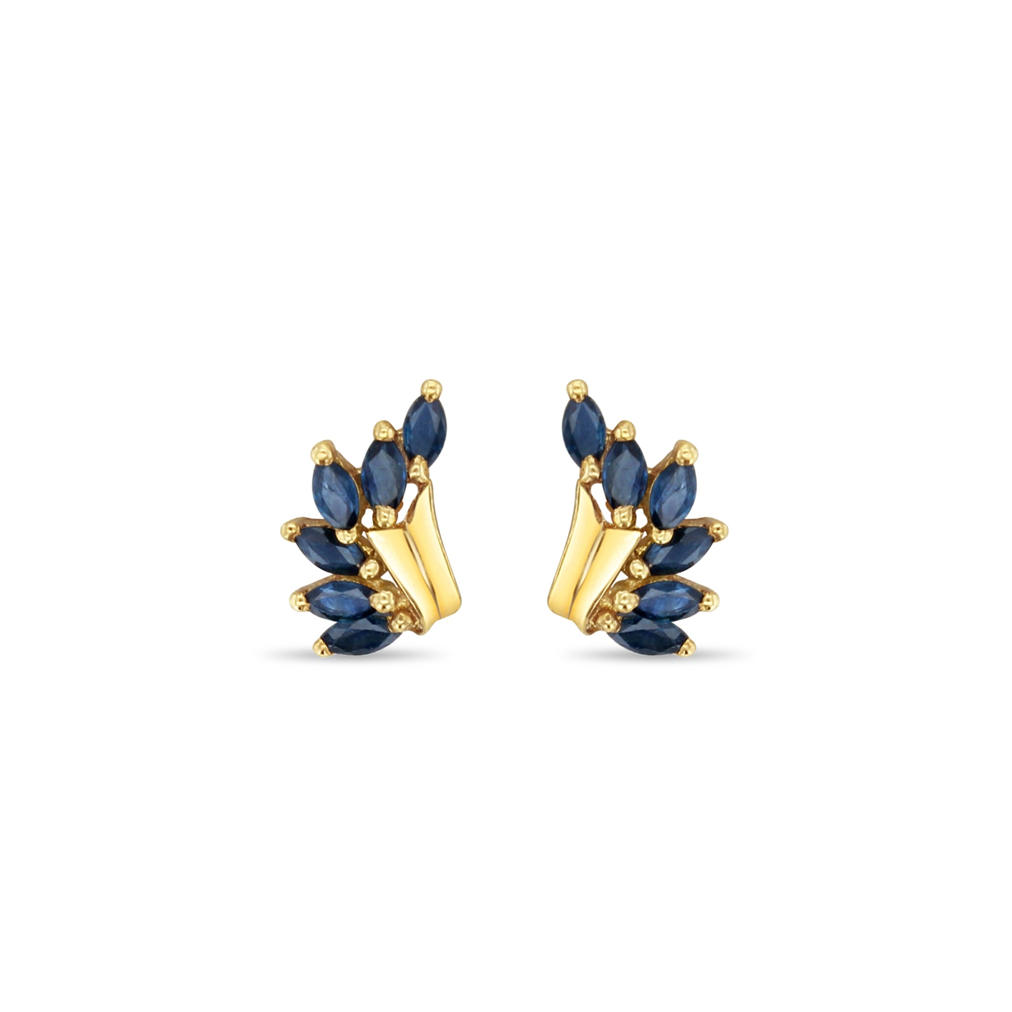 Marquise Sapphire Wing Style Earrings 14k Yellow Gold