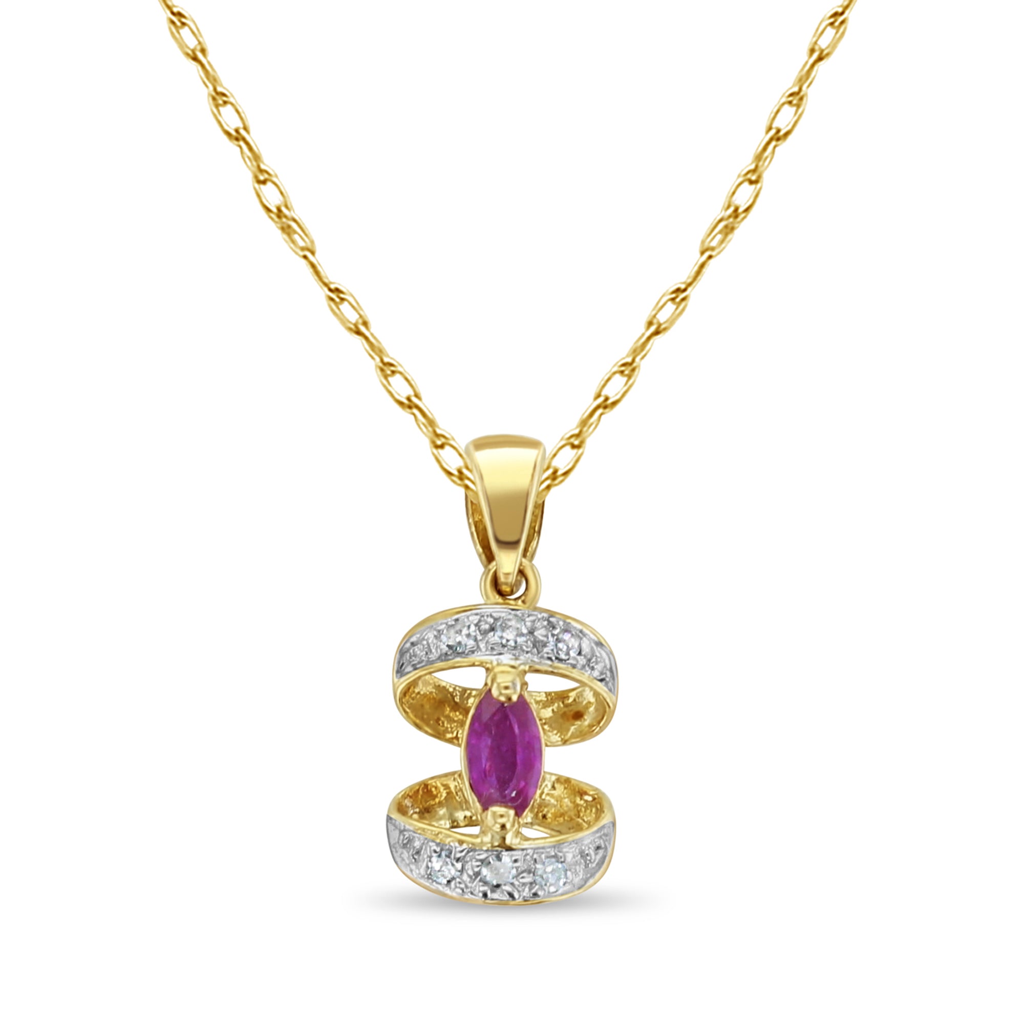 Marquise Ruby & Diamond Pave Necklace