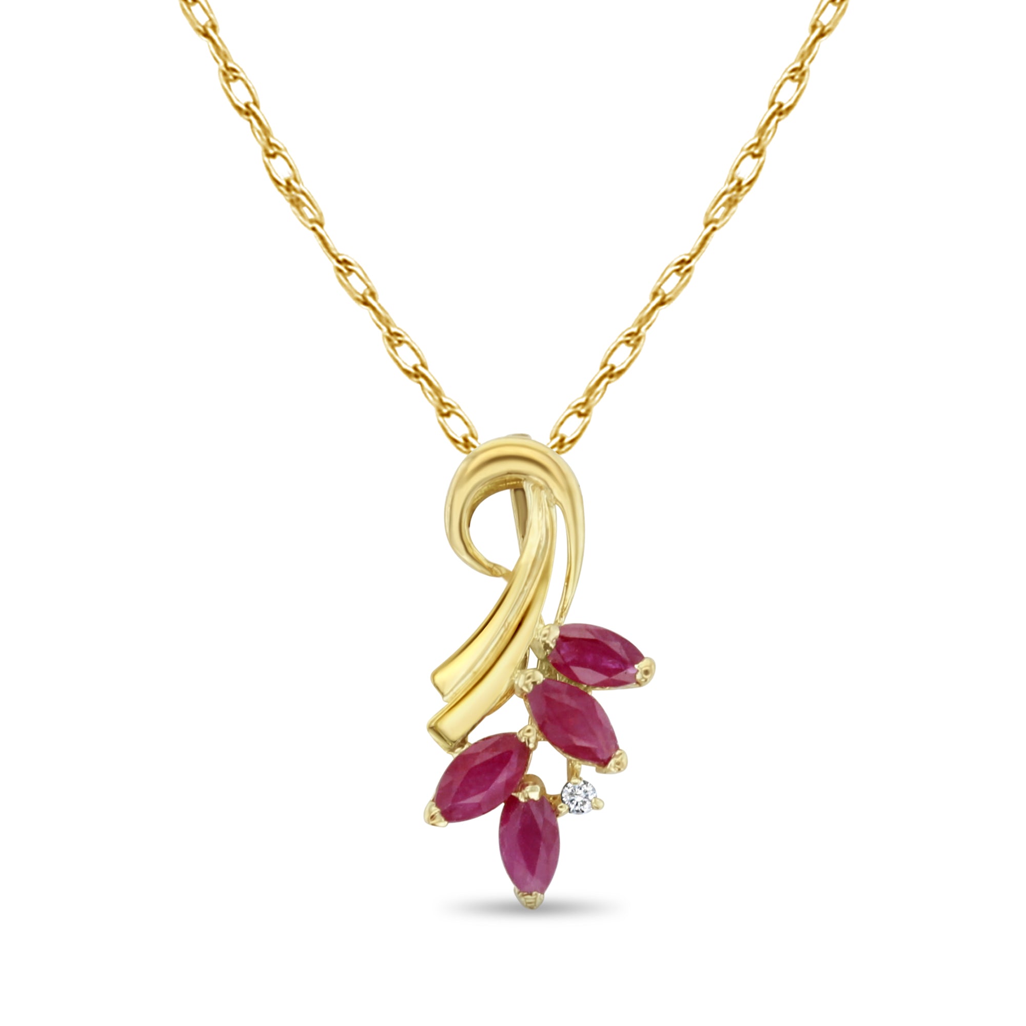 Vintage Marquise Ruby Necklace with Diamond Accent