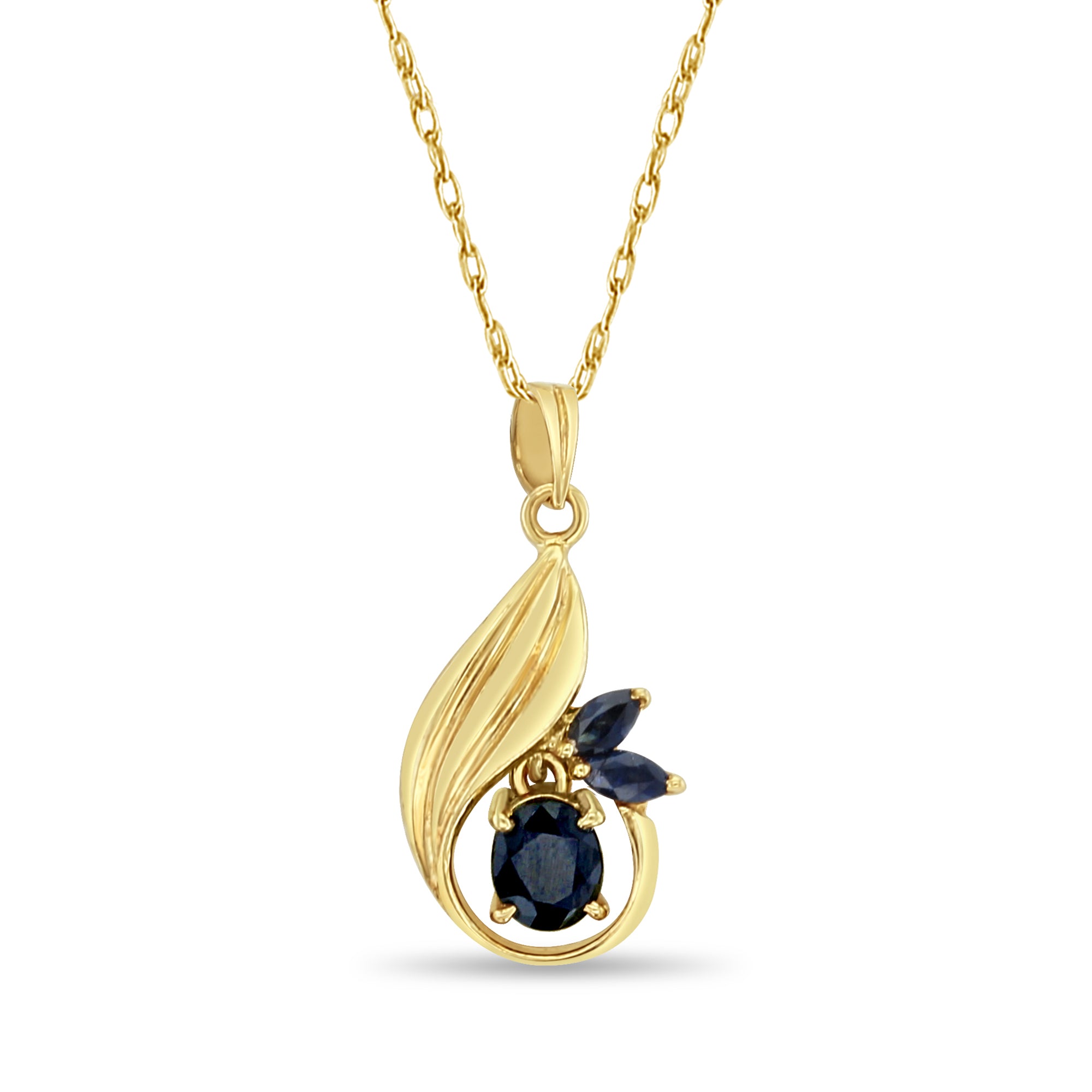 Oval Sapphire Gold Necklace 14k Yellow Gold