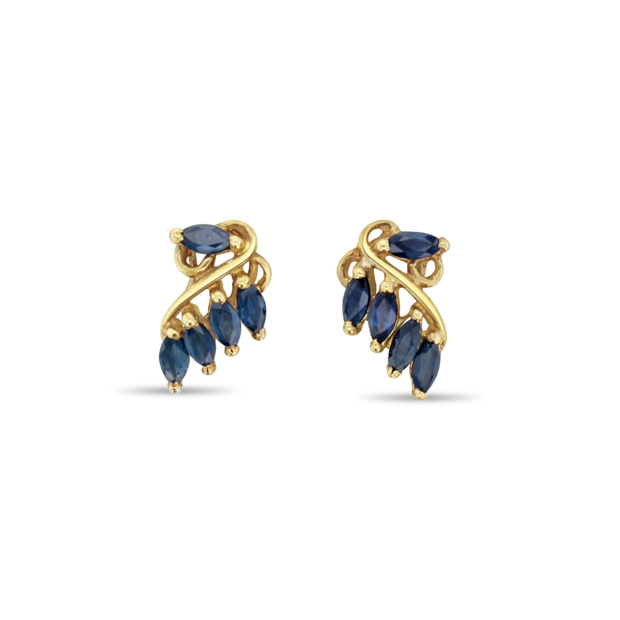 Sapphire Marquise Earrings with Gold Accents