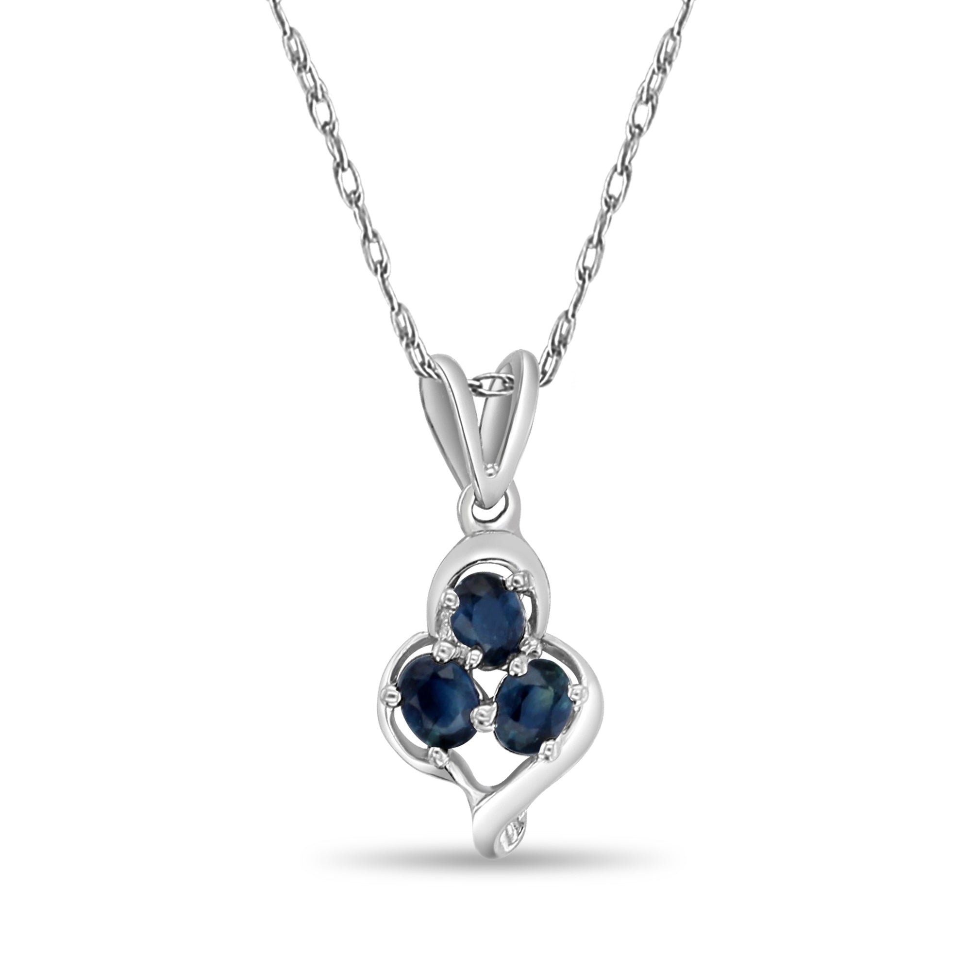 Sapphire Gold Necklace 14k White Gold