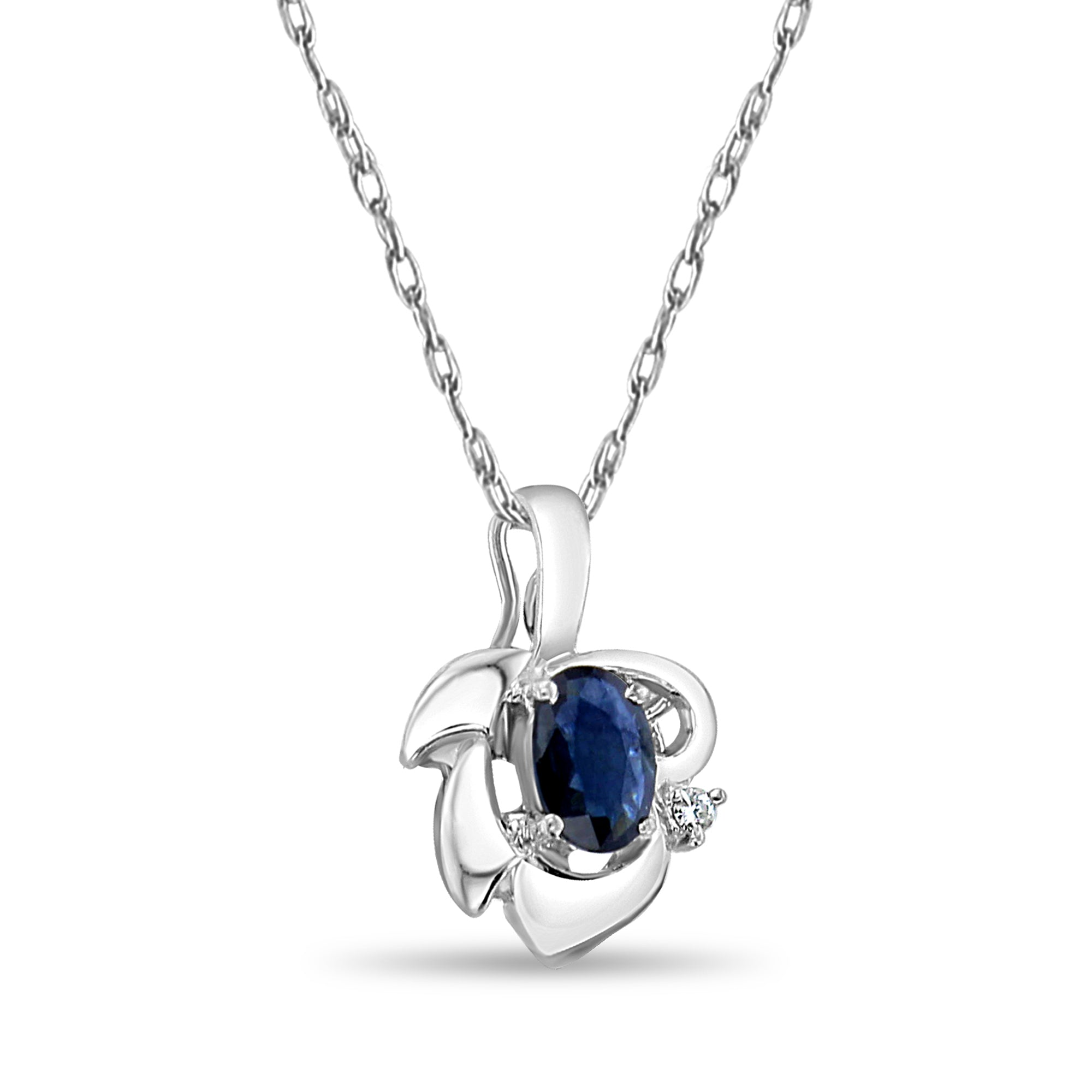 Oval Sapphire White Gold Necklace