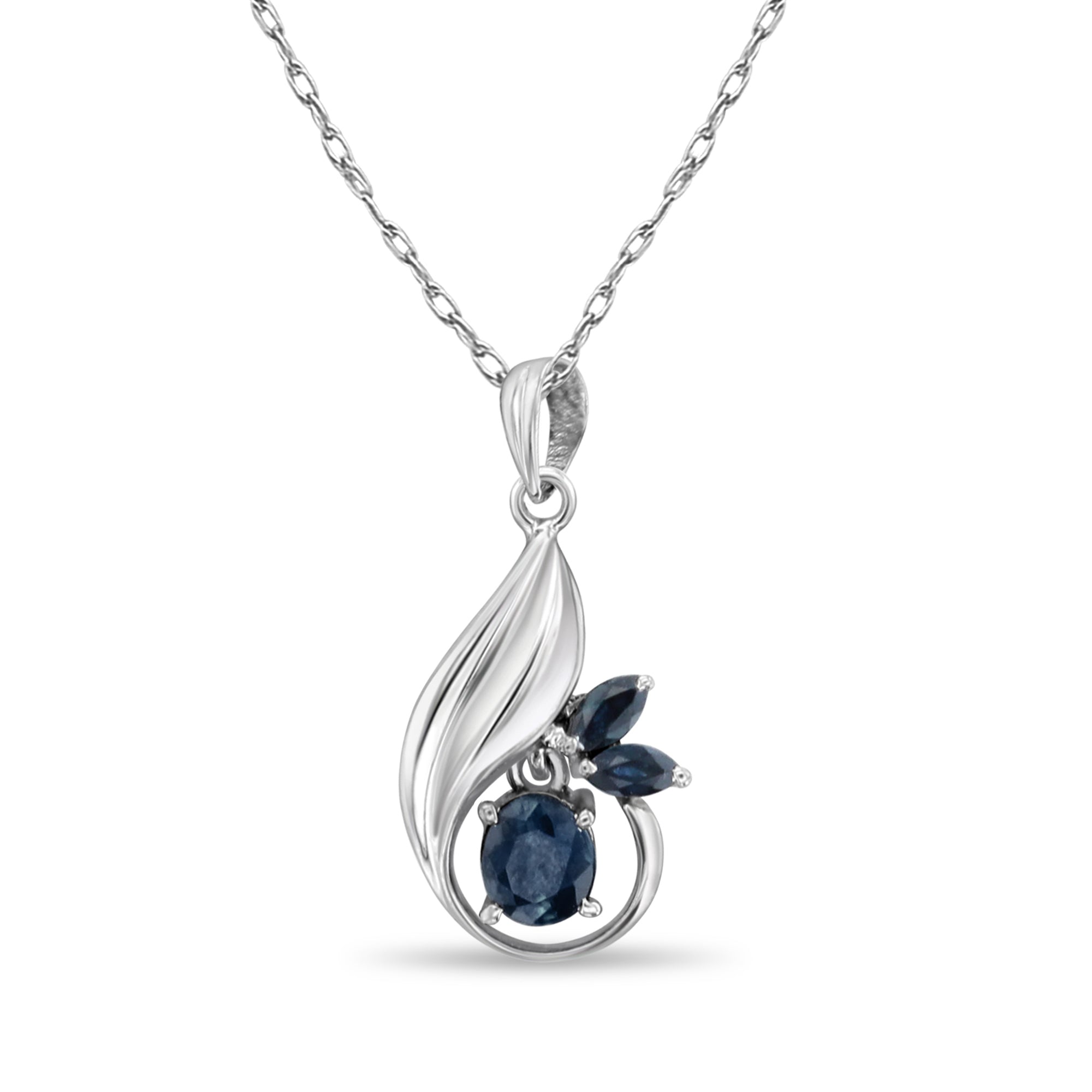 Oval Sapphire White Gold Necklace