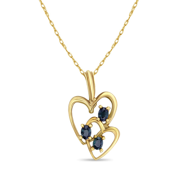 Double Heart Sapphire Gold Necklace