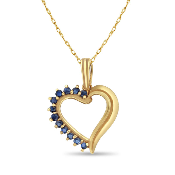 Vintage Sapphire Heart Necklace 14k Yellow Gold