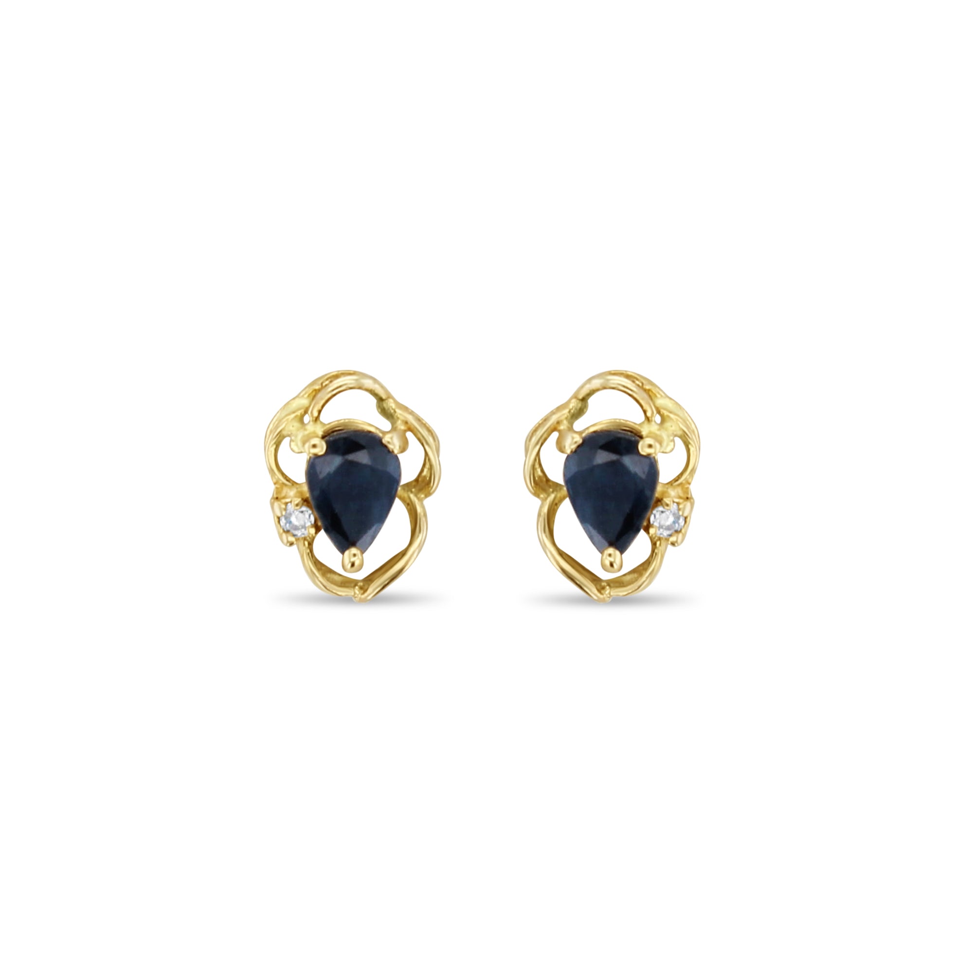 Teardrop Sapphire Studs with Diamond Accent