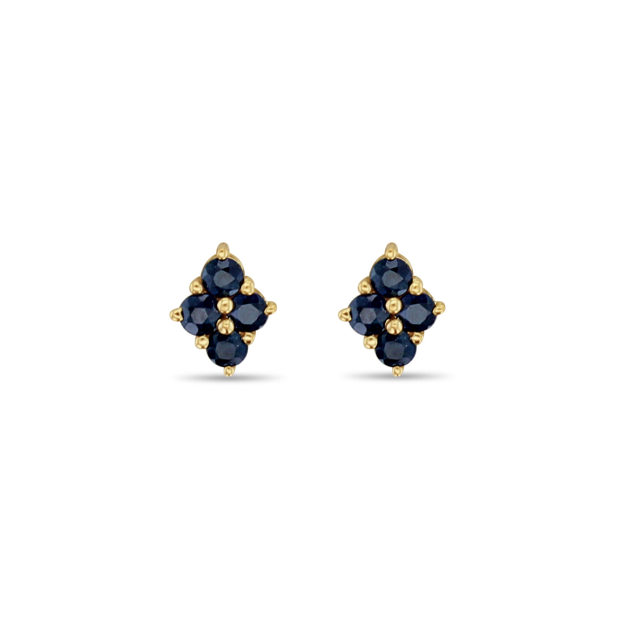 Teardrop Sapphire Studs with Diamond Accent 14K Yellow Gold