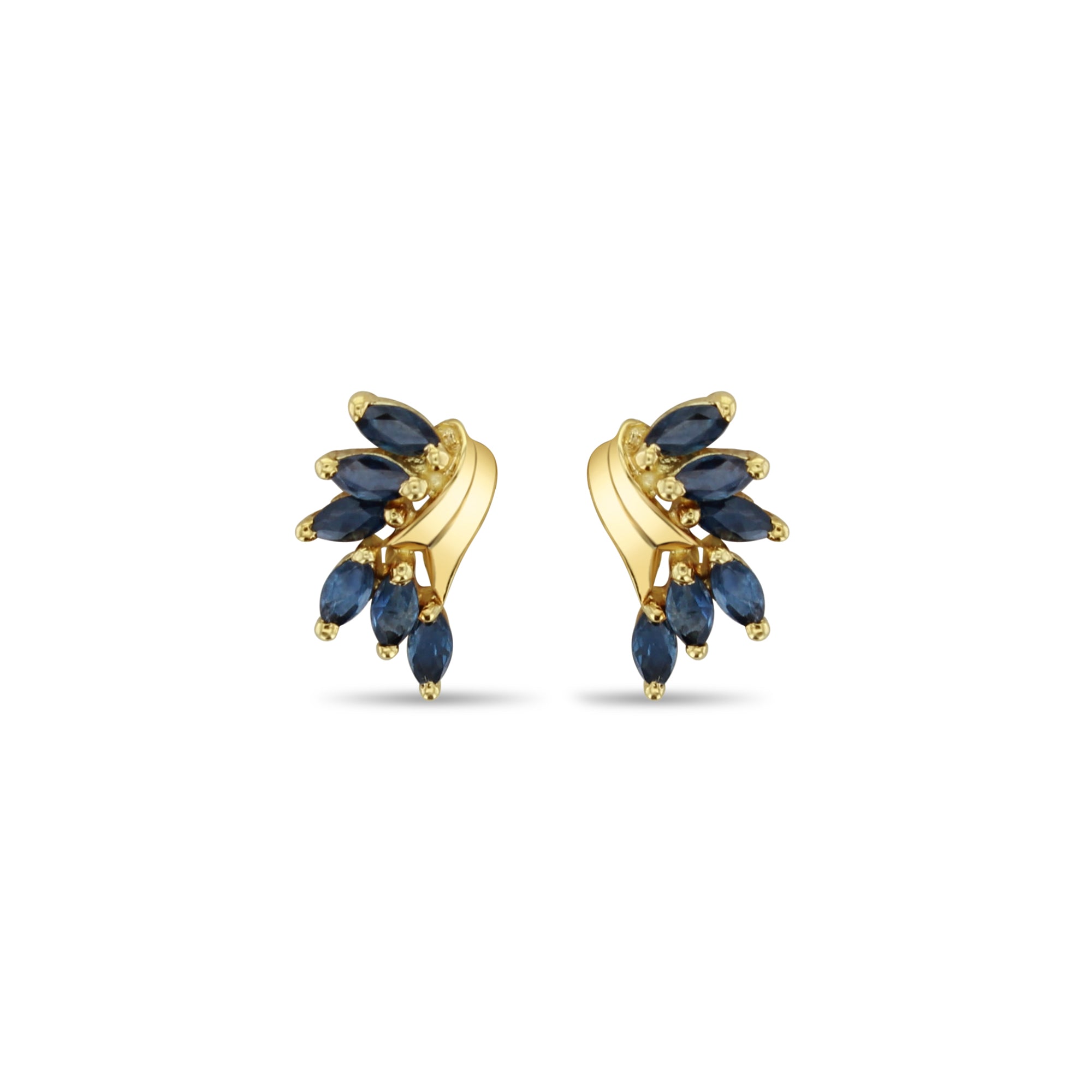 Sapphire Marquise Cluster Earrings 14k Yellow Gold