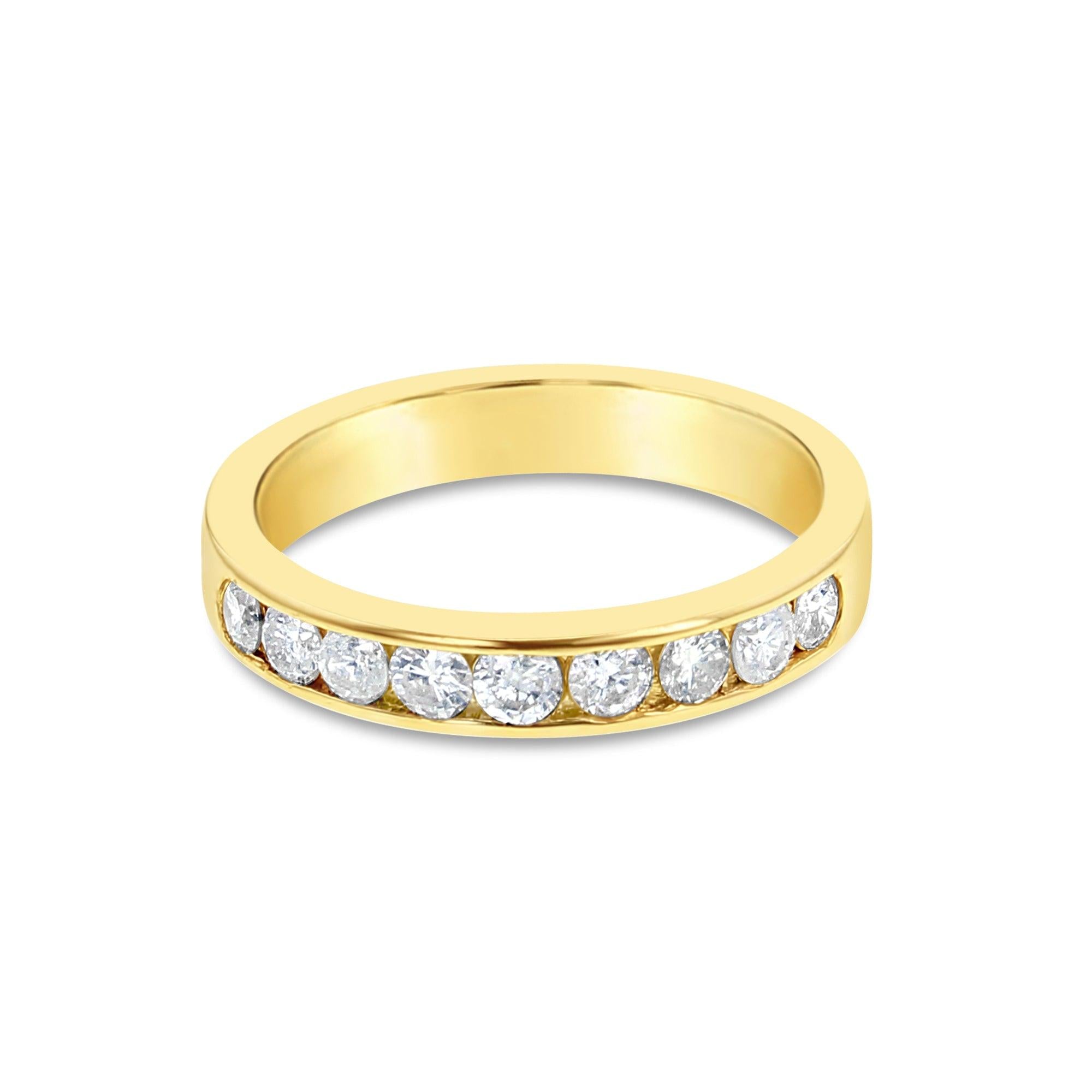 Half Carat Channel Set Diamond Wedding Band 14k Yellow Gold