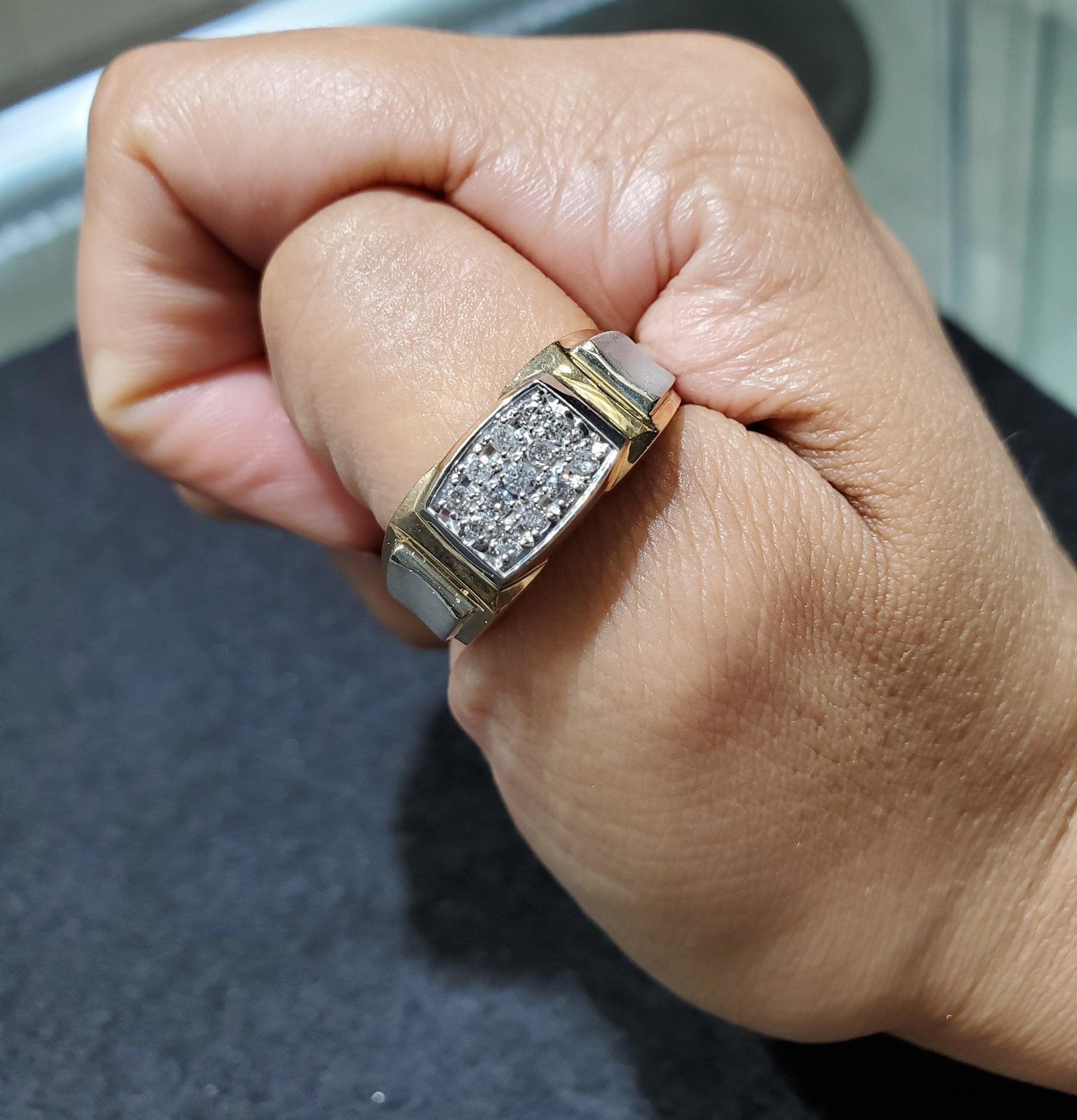 Half Carat Diamond Pave Wedding Band 14k Two-Toned Gold