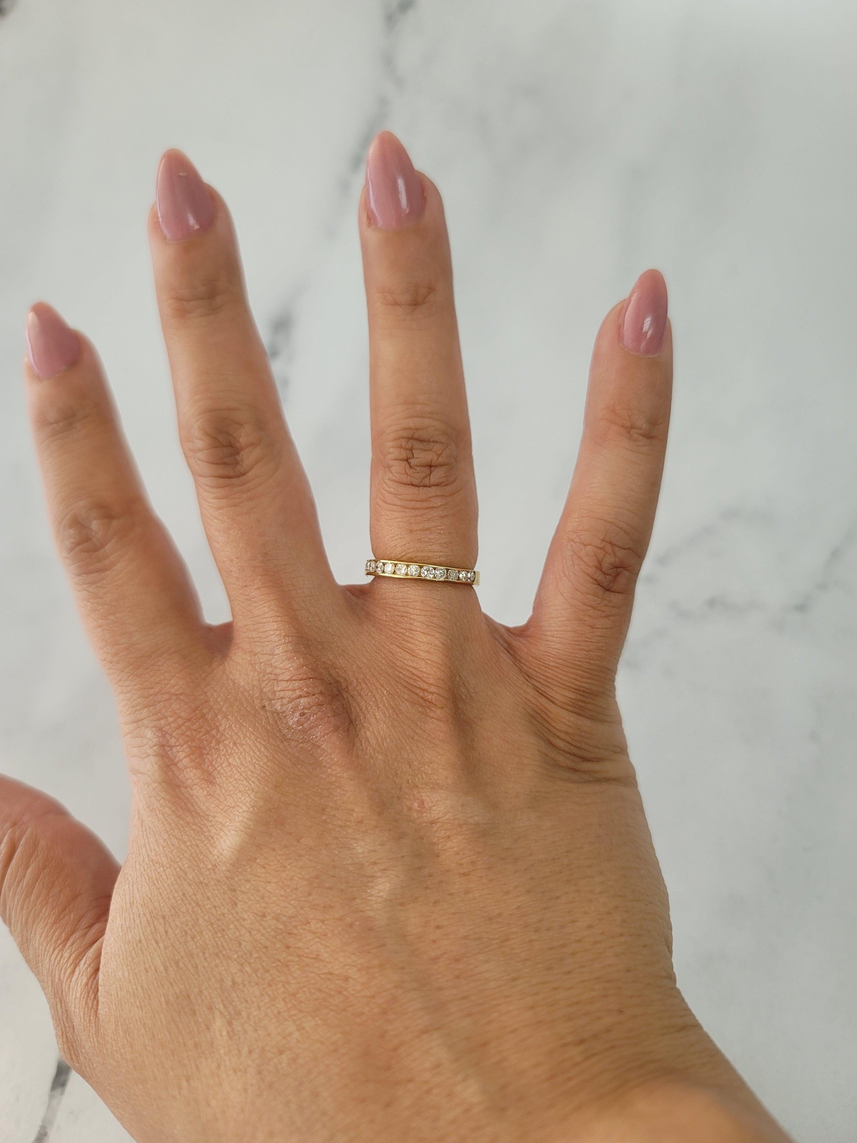 Half Carat Diamond Wedding Band 14k Yellow Gold