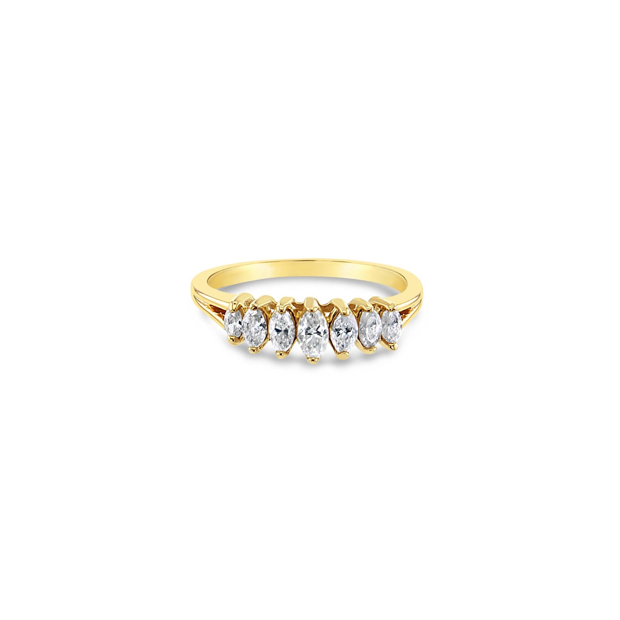 Half Carat Marquise Diamond Ring 14k Yellow Gold