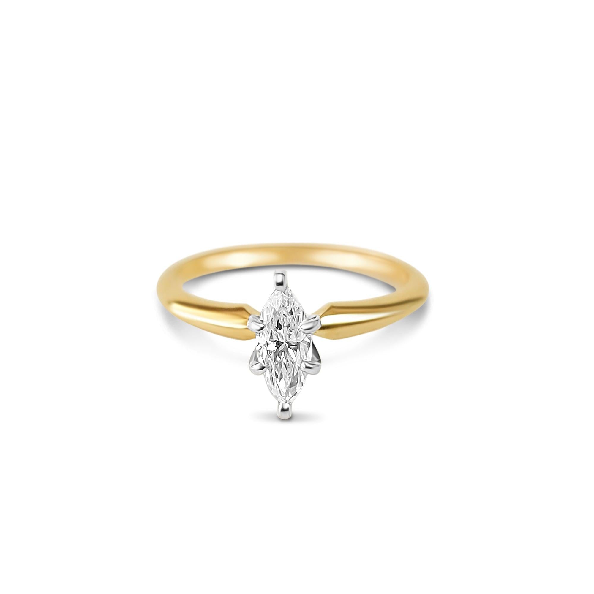 Half Carat Marquise Solitaire Diamond Engagement Ring