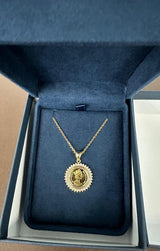 Queen Elizabeth Isle of Man Gold Coin Necklace with Diamond Halo