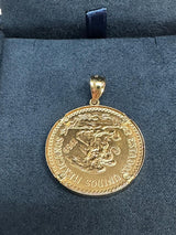 Veinte Pesos Gold Coin Necklace with Polished Bezel 14k Yellow Gold