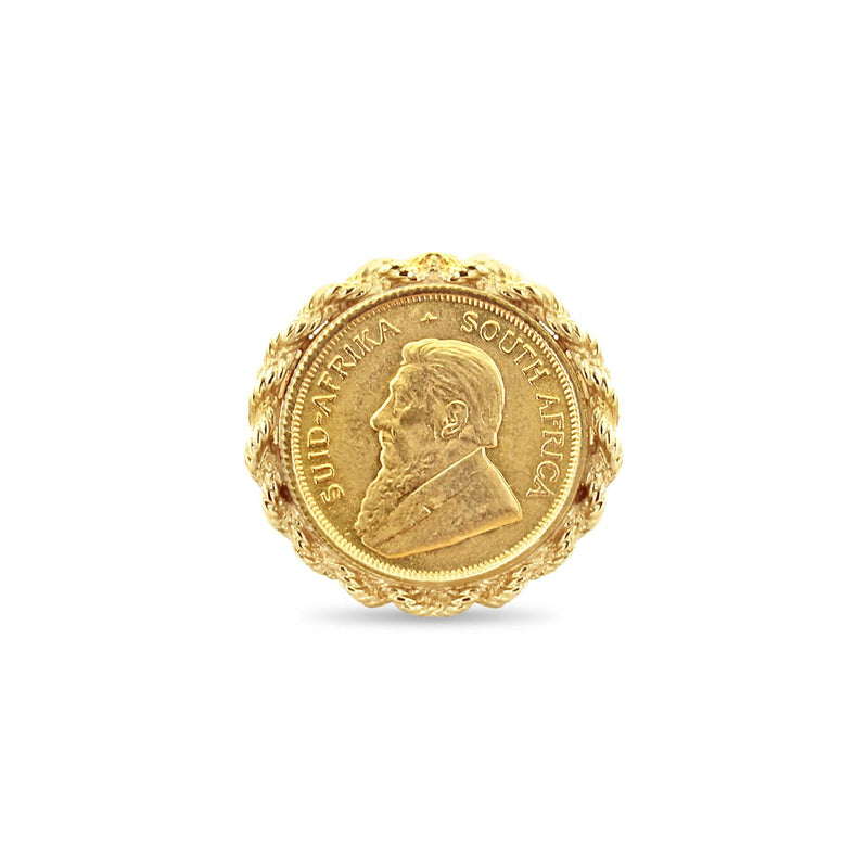 1/10OZ Krugerrand Coin Ring with Rope Bezel Frame