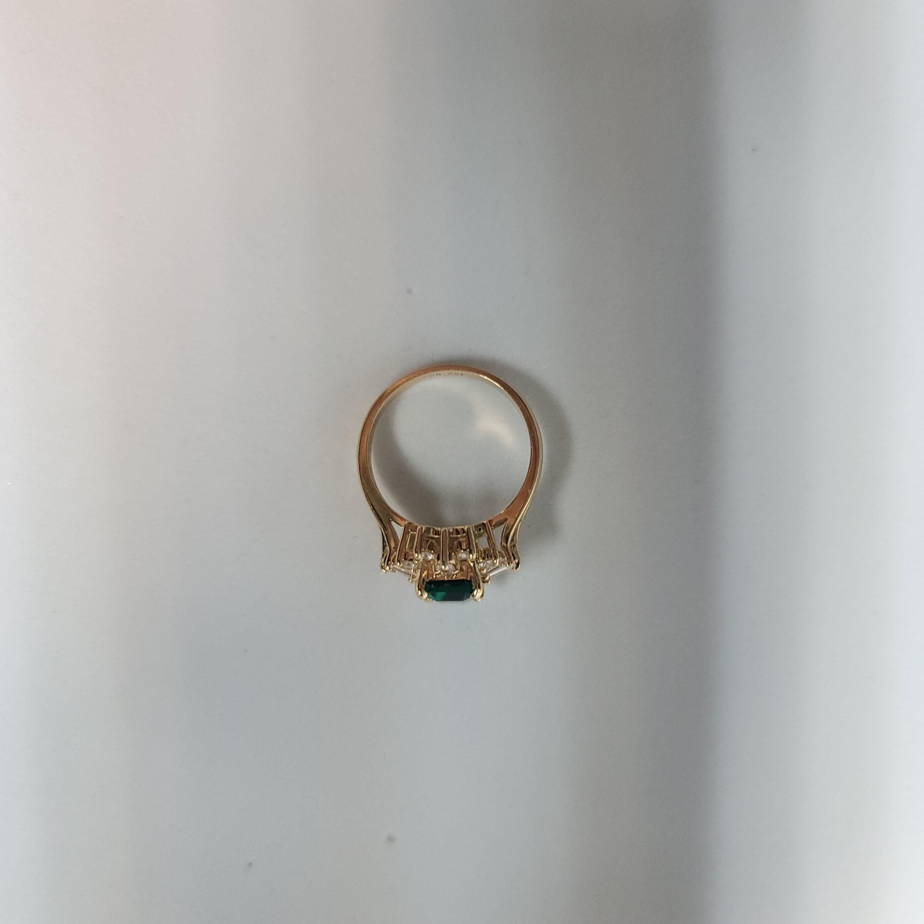 Lab Generated Emerald with Diamond Halo Engagement Ring