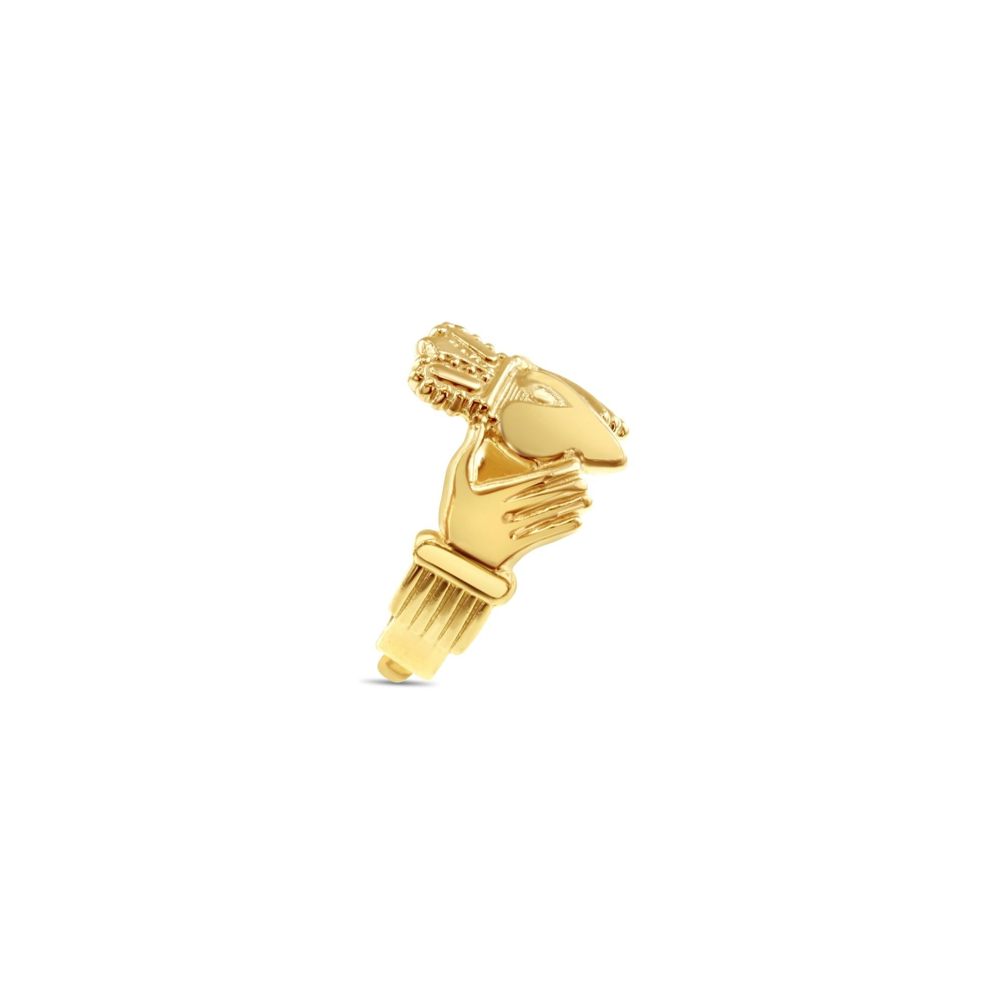 Large Irish Claddagh Yellow Gold Ring