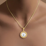 Mabe Pearl Necklace with Ridged Gold Bezel