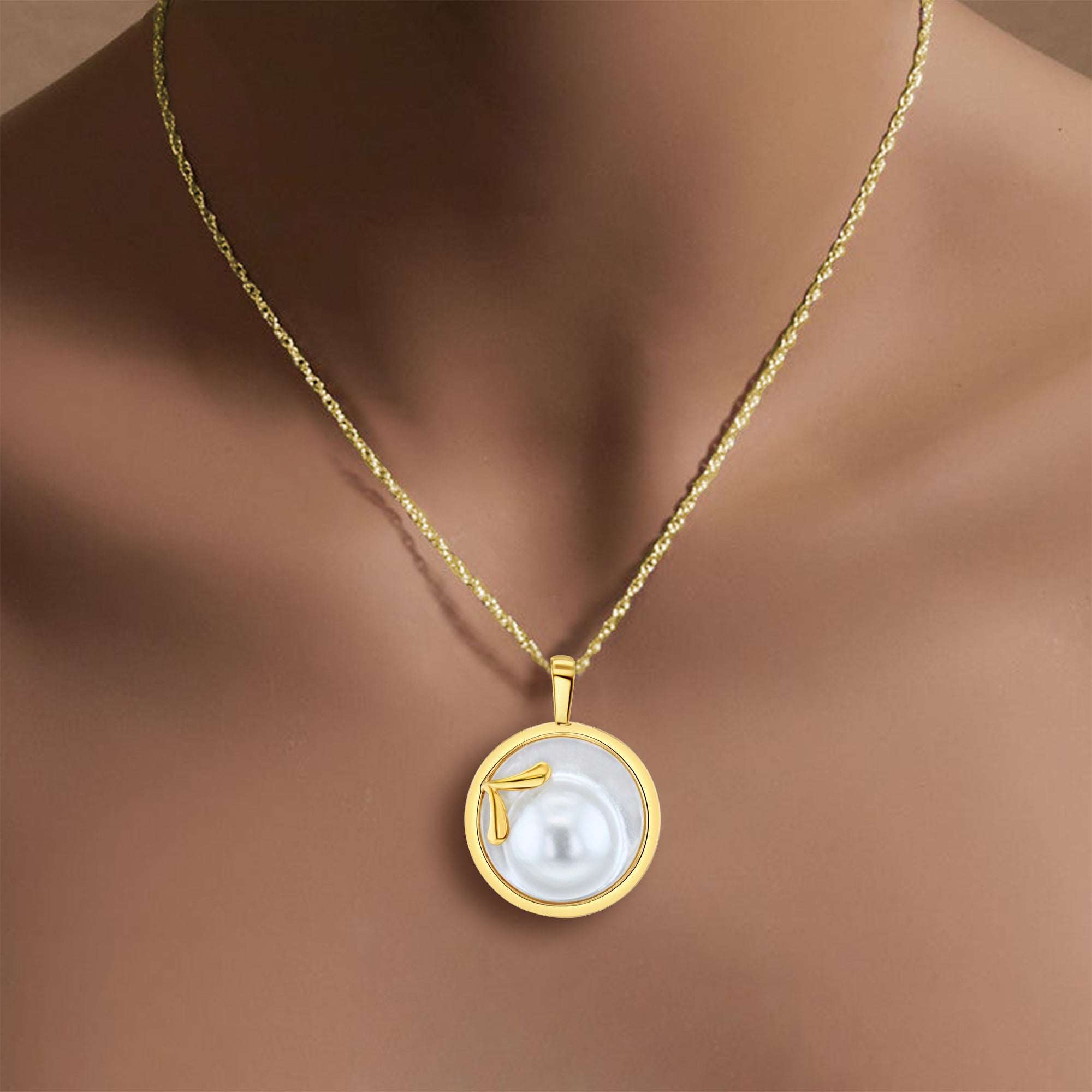 Blister Pearl Disc Necklace with Polished Bezel