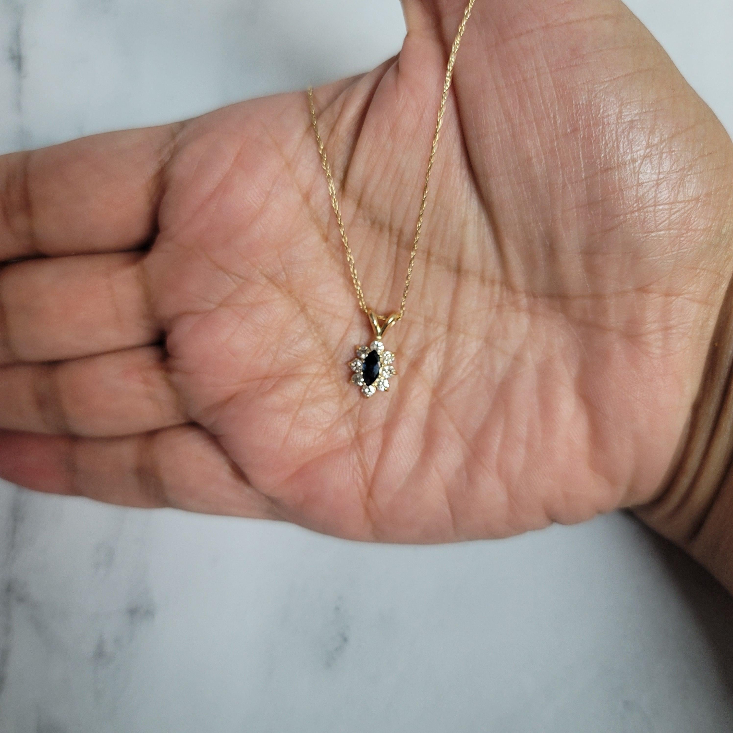Marquise Sapphire with Diamond Halo .75cttw 14k Yellow Gold