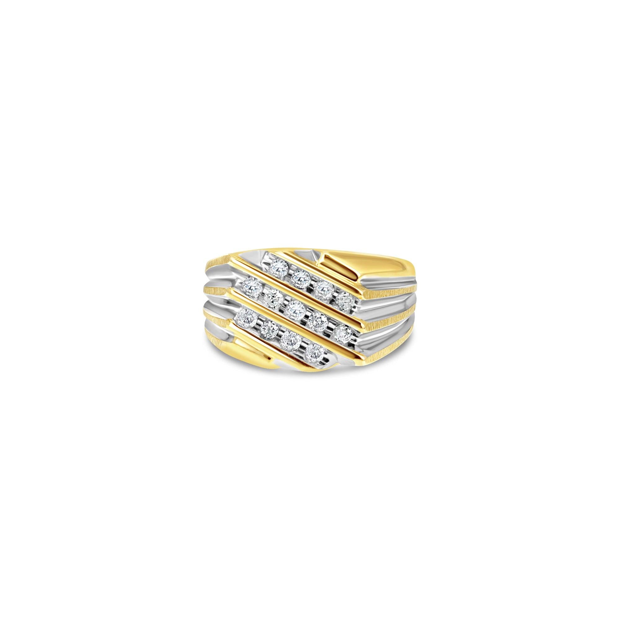 Mens Diamond Wedding Band .50cttw 10k Two Toned Gold