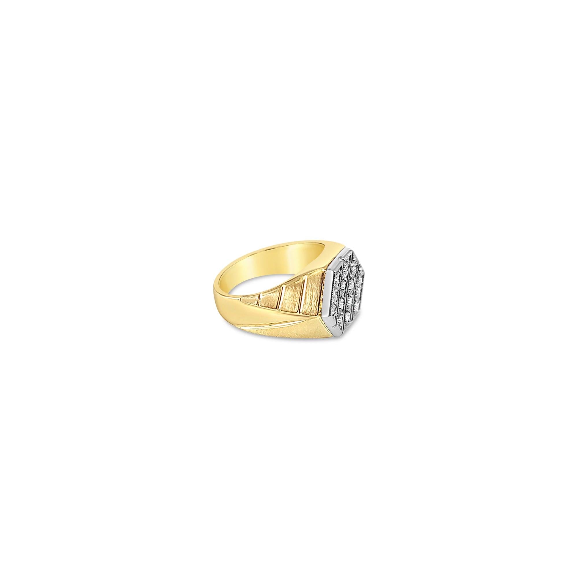 Mens Pave Cluster Ring .20cttw 14k Two-Toned Gold