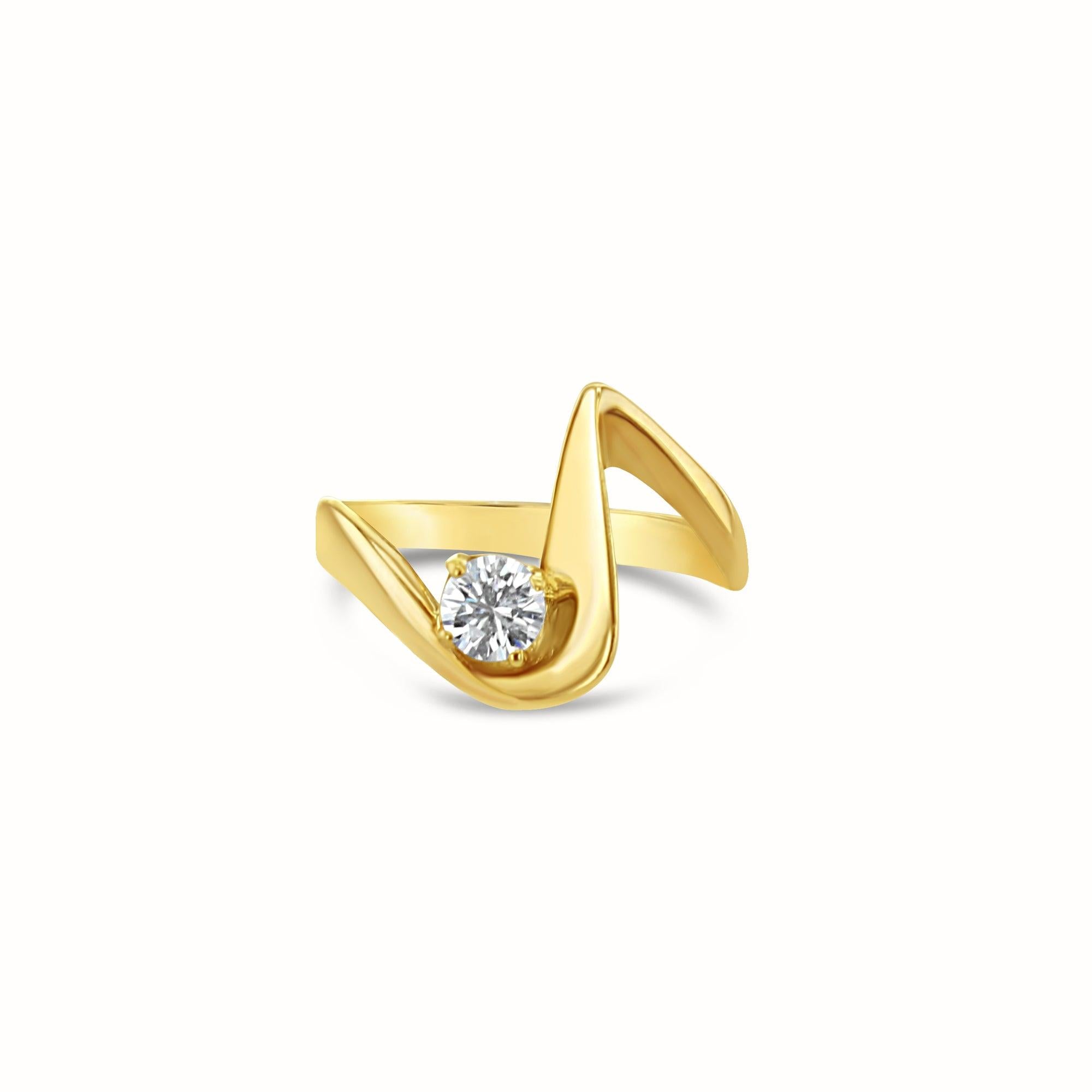 Musical Note Diamond Ring .25cttw 14k Yellow Gold
