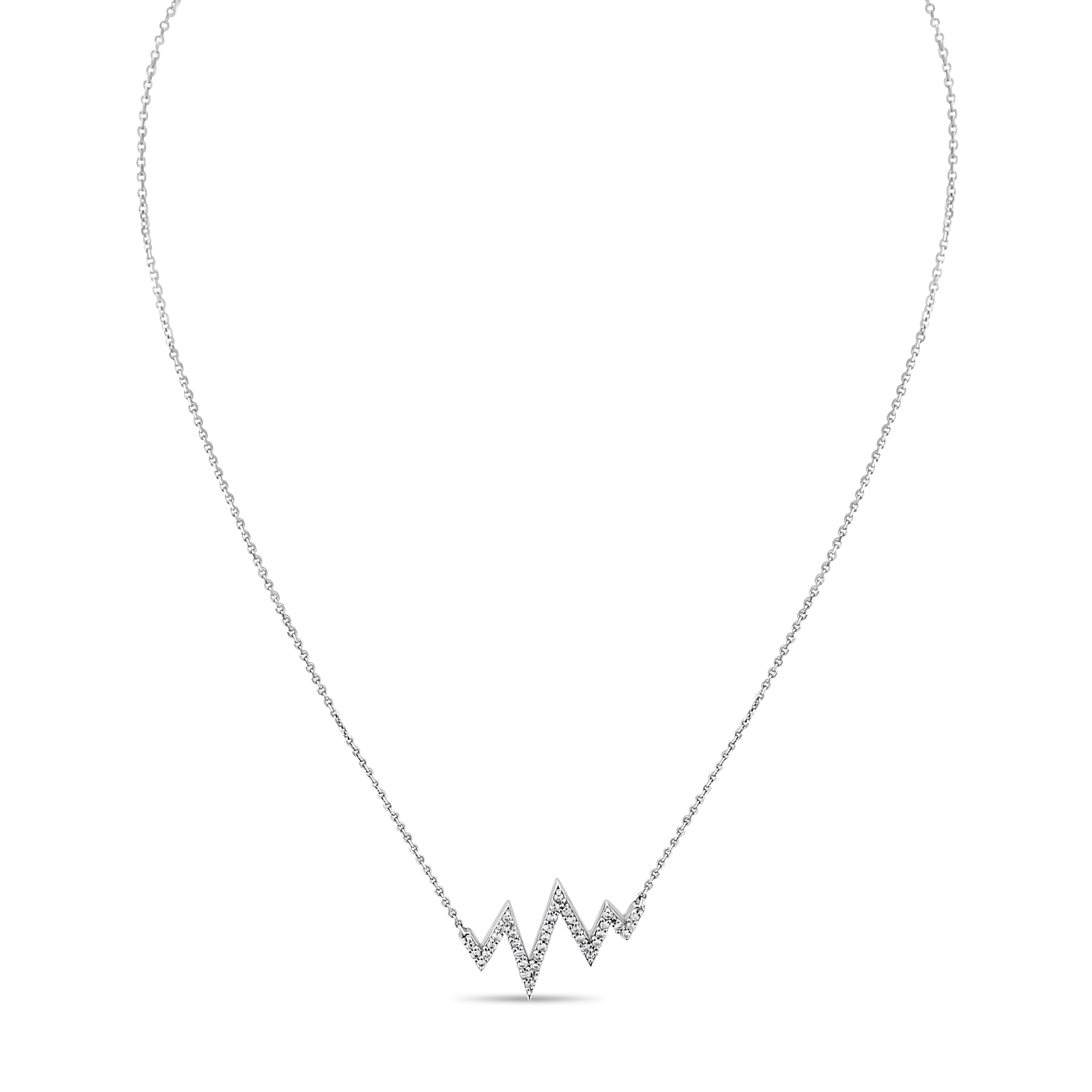 Lightning Bolt or Heartbeat Diamond Statement Necklace