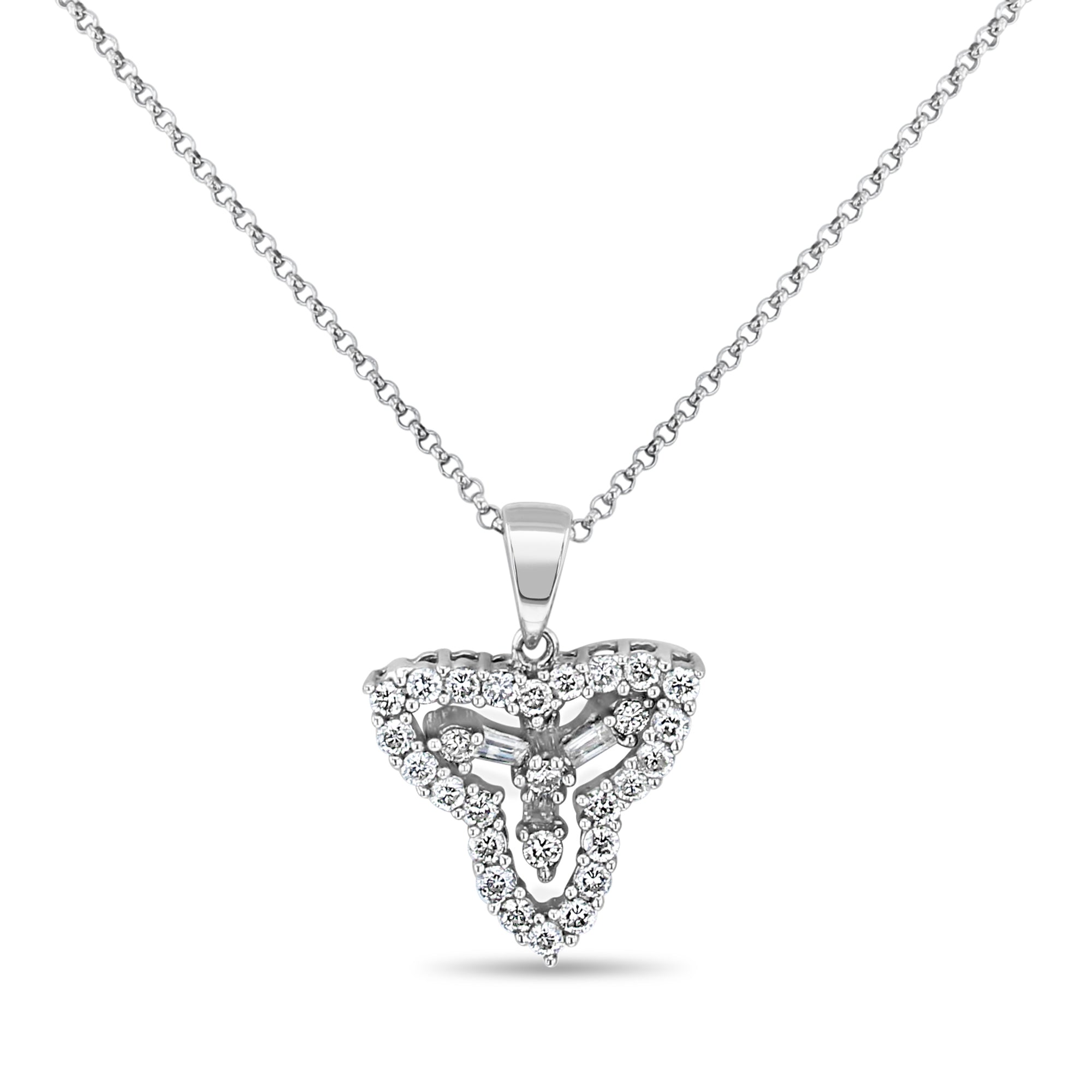 Collier Trinity en or blanc 14 carats avec diamants