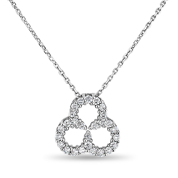 Clover Flower Diamond Necklace .75cttw 14k White Gold