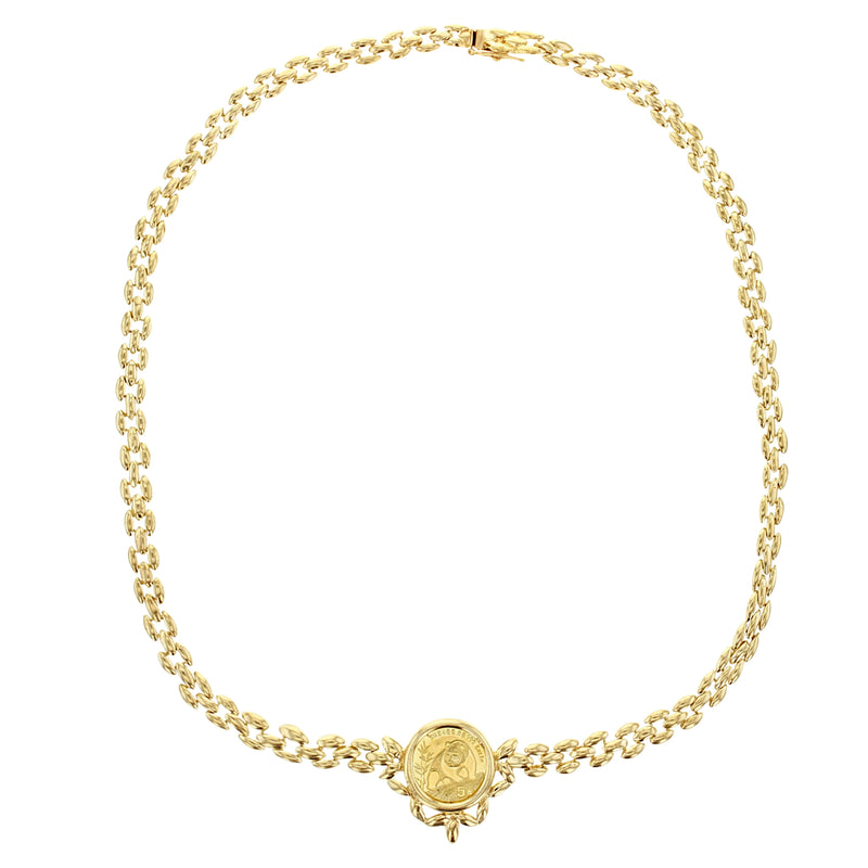 1/20OZ Panda Coin Necklace with 14k Yellow Gold Polished Link Chain
