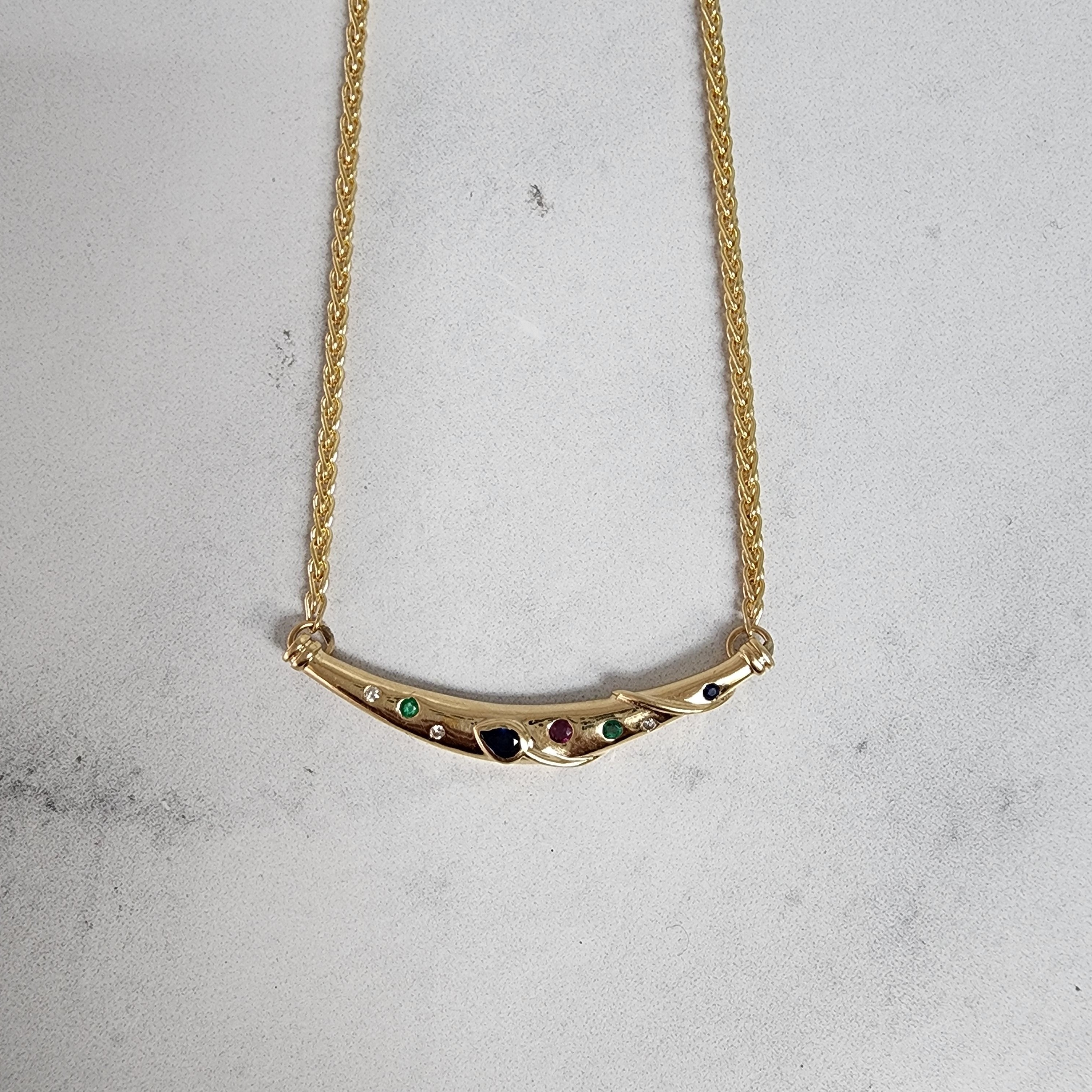 Assorted Gemstones Arc Necklace