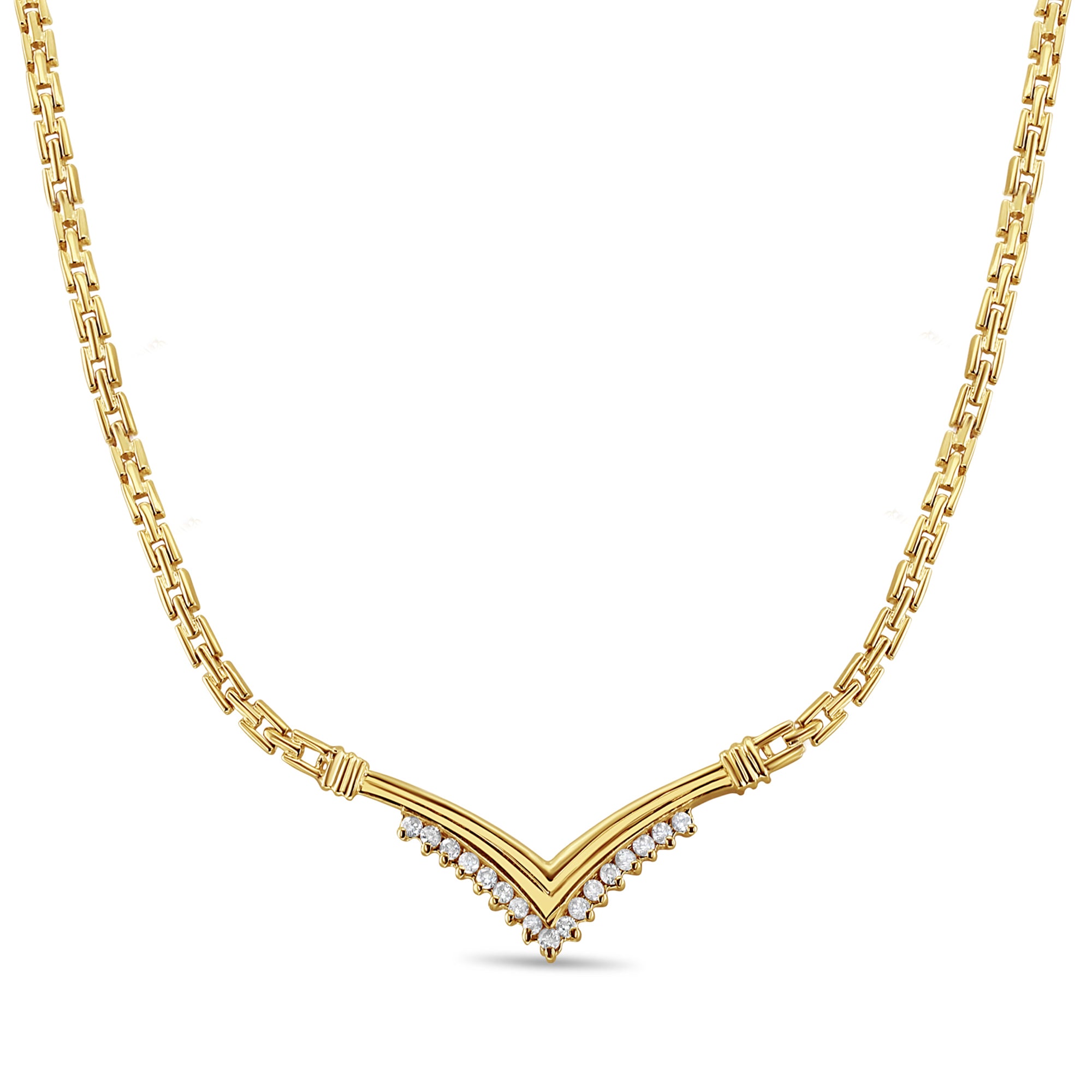 Collar Chevron con diamantes en oro amarillo de 14 k