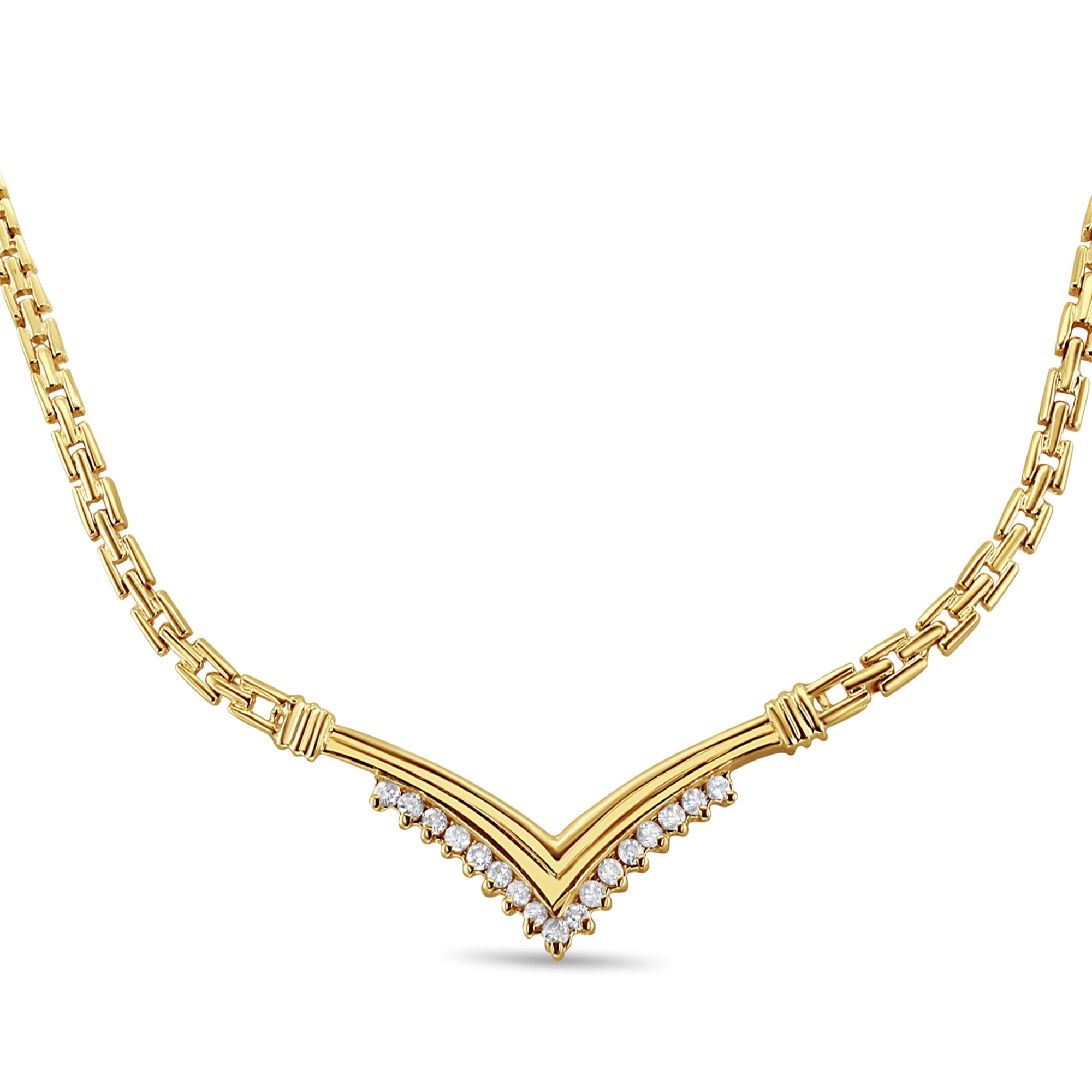 Diamond Chevron Necklace 14k Yellow Gold