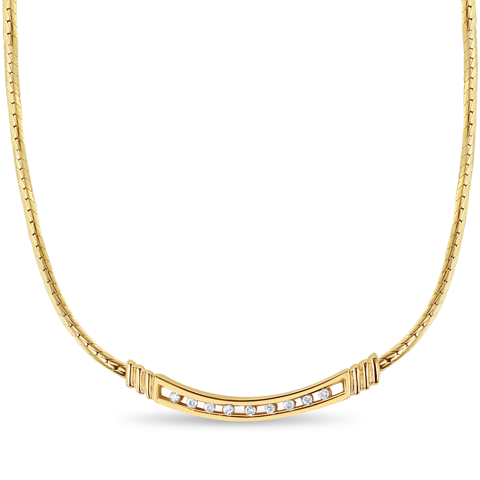 Collar con barra de diamantes Tension Space en oro amarillo de 14 k