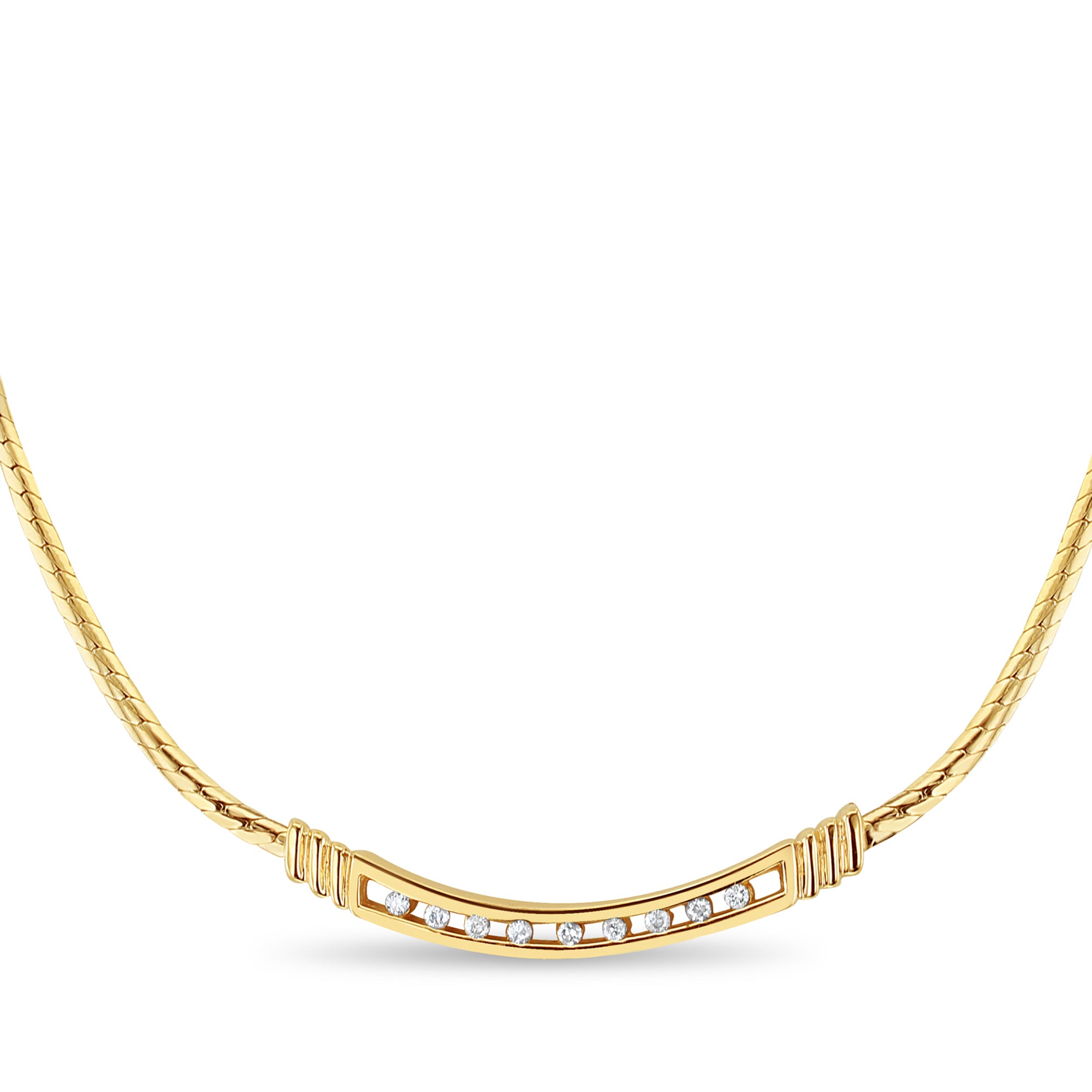 Tension Space Diamond Bar Necklace 14k Yellow Gold