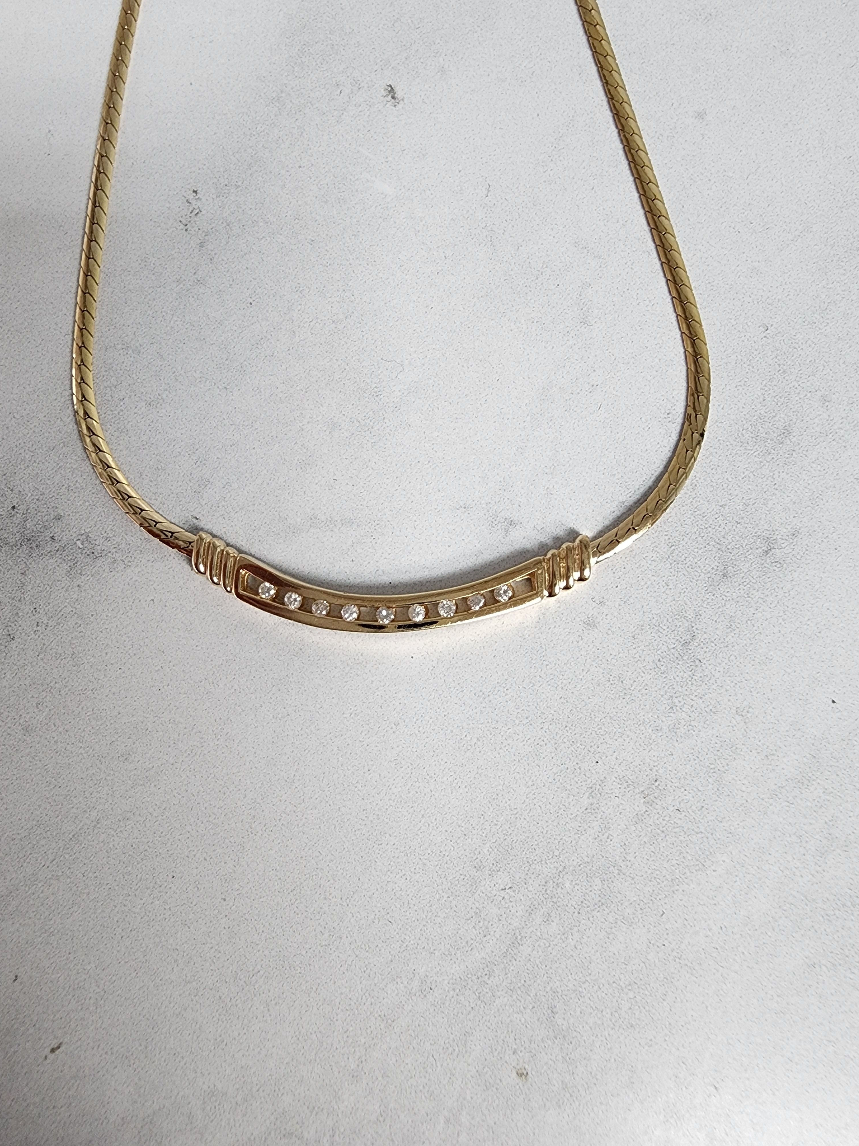 Tension Space Diamond Bar Necklace 14k Yellow Gold