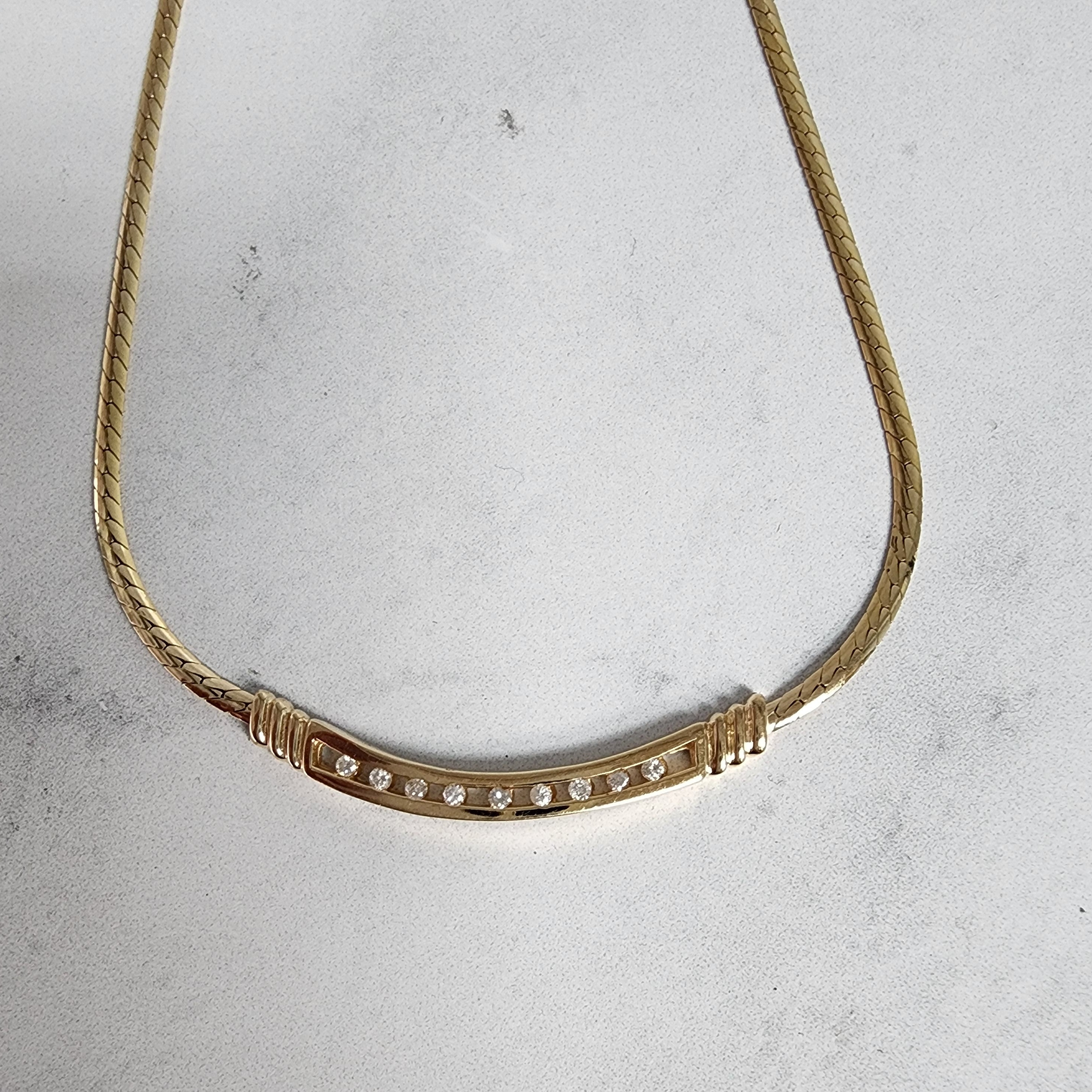 Tension Space Diamond Bar Necklace 14k Yellow Gold