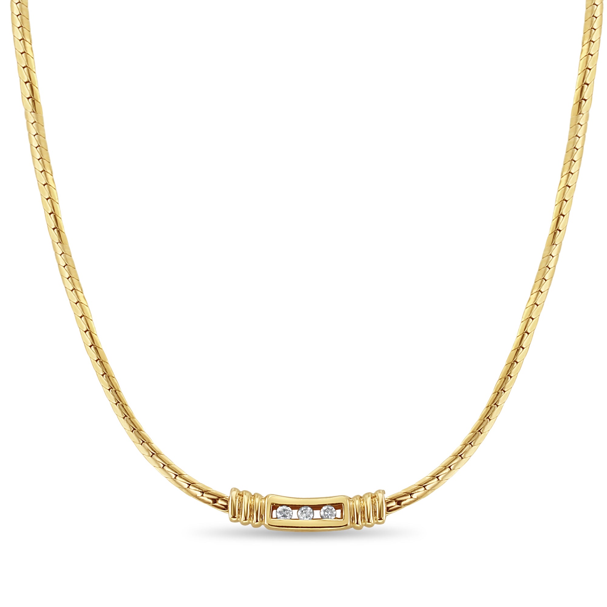 Tension Space Diamond Bar Necklace 14k Yellow Gold