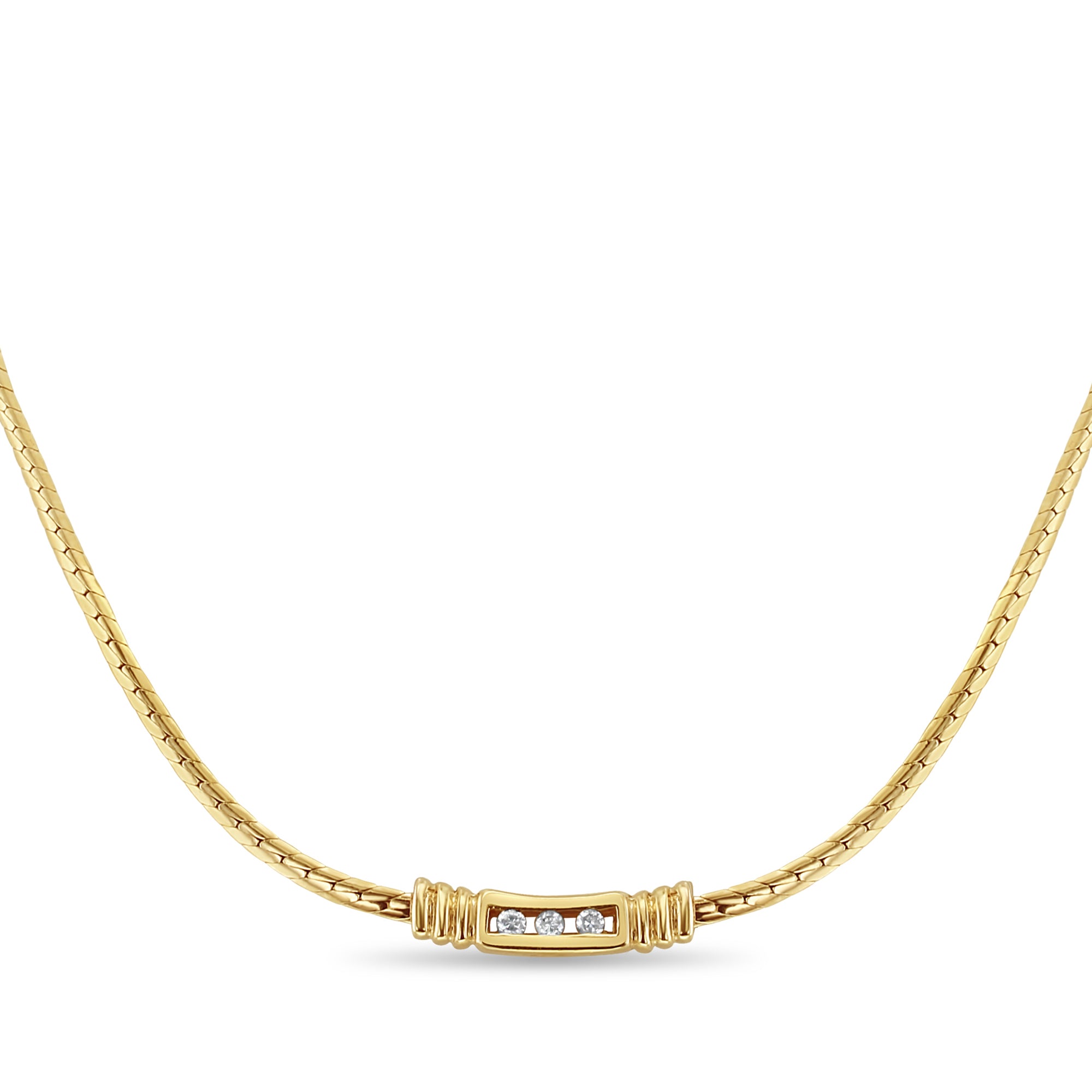 Tension Space Diamond Bar Necklace 14k Yellow Gold