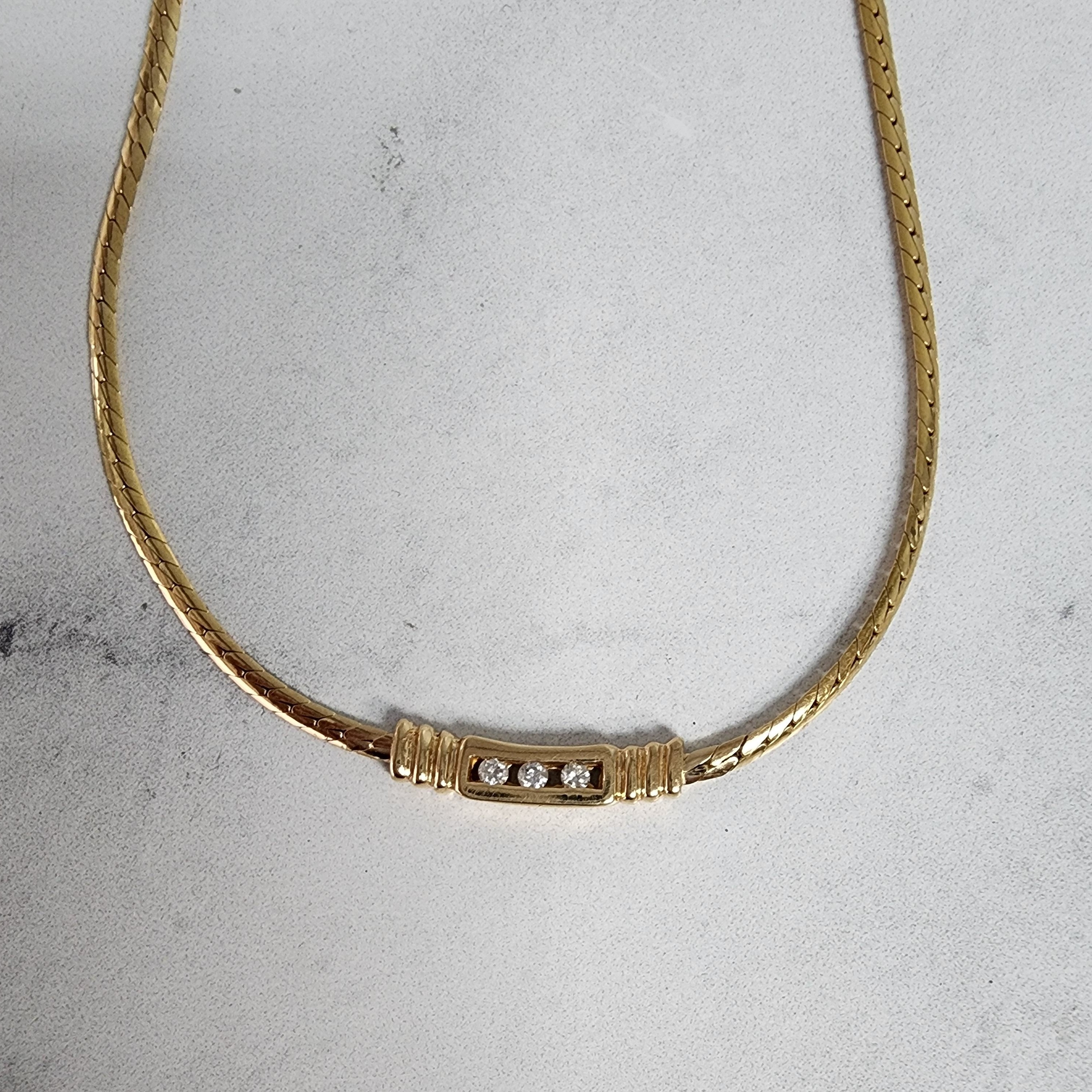 Tension Space Diamond Bar Necklace 14k Yellow Gold