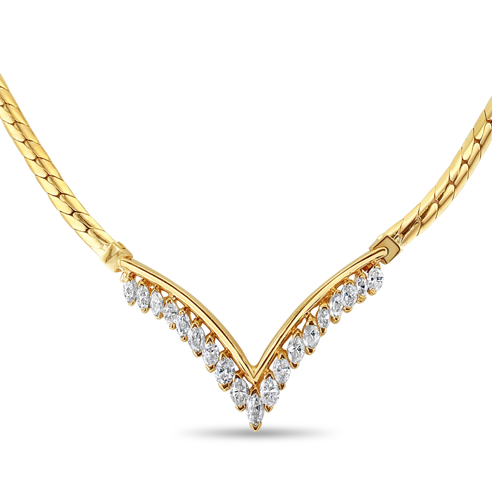 Marquise V Shaped Diamond Bridal Necklace